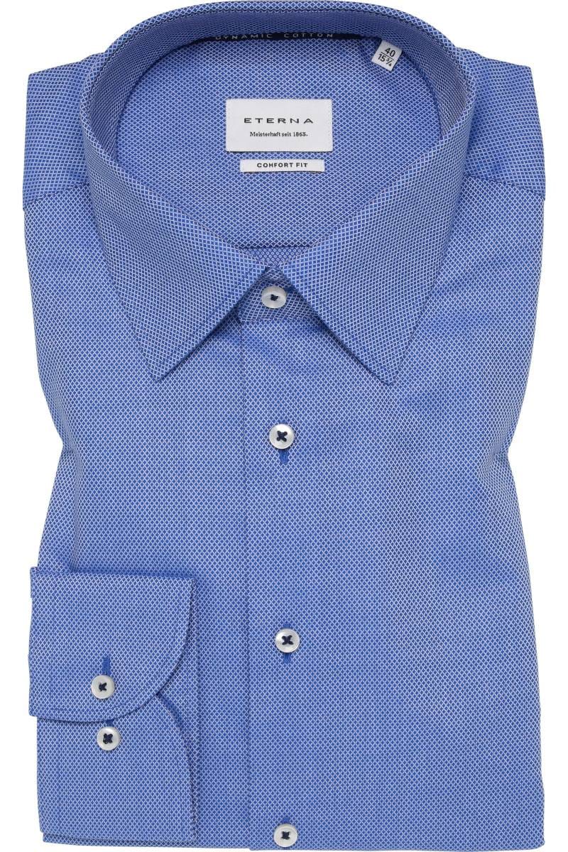 ETERNA Comfort Fit Dynamic Cotton Hemd blau, Strukturiert (super langer Arm)