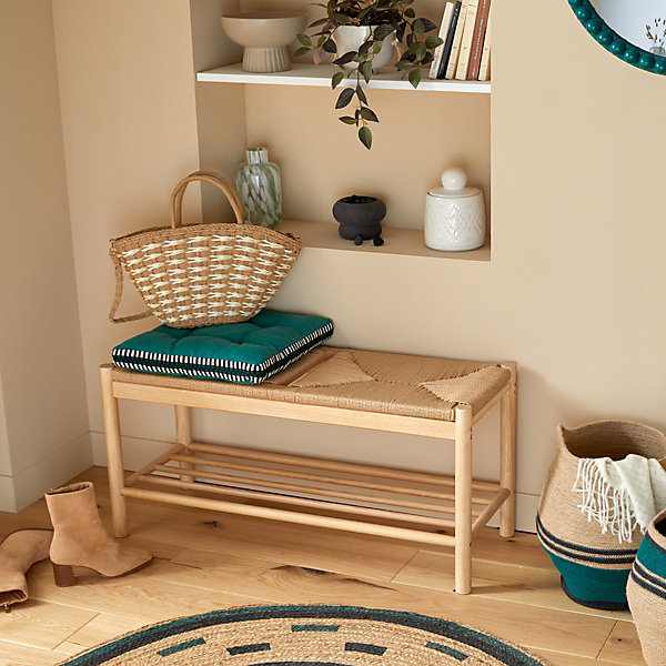Banc Maesi hévéa beige 95x35cm - Atmosphera