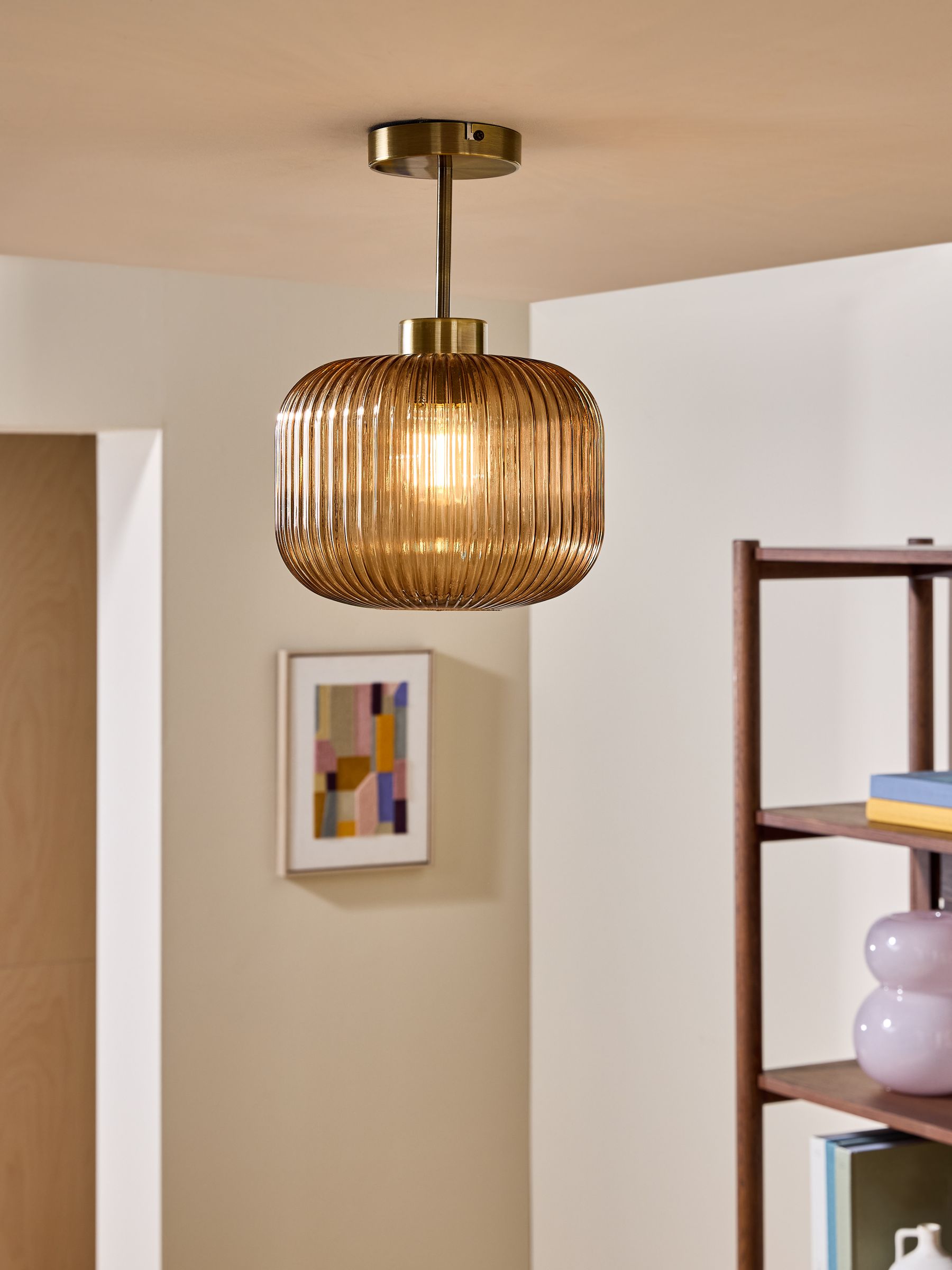 Amber Brown Briz Ceiling Flush Fitting Light