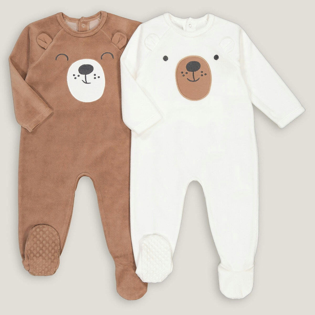 Lot de 2 pyjamas en velours motif ourson