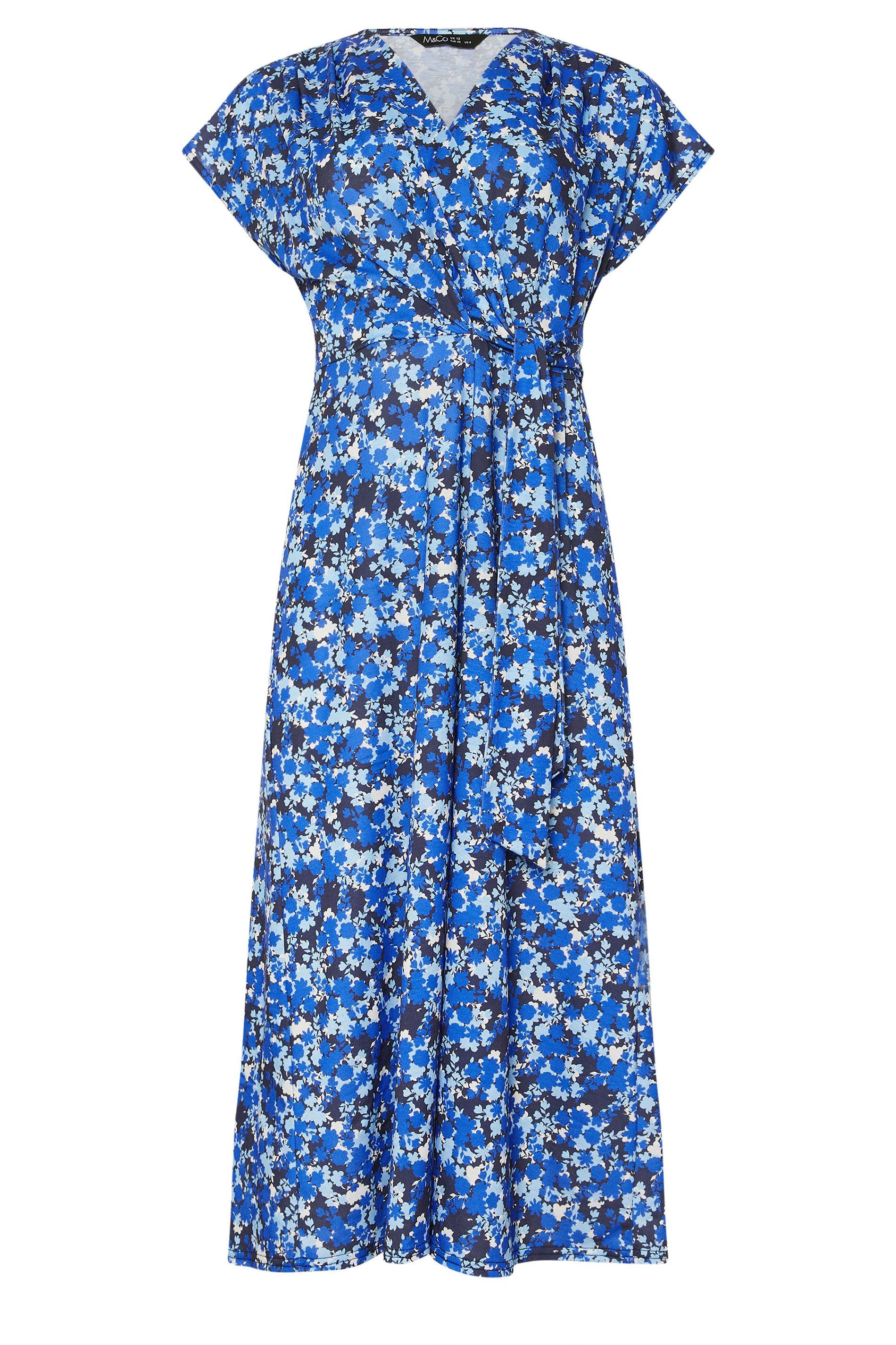 M&Co Petite Printed Twist Side Wrap Dress