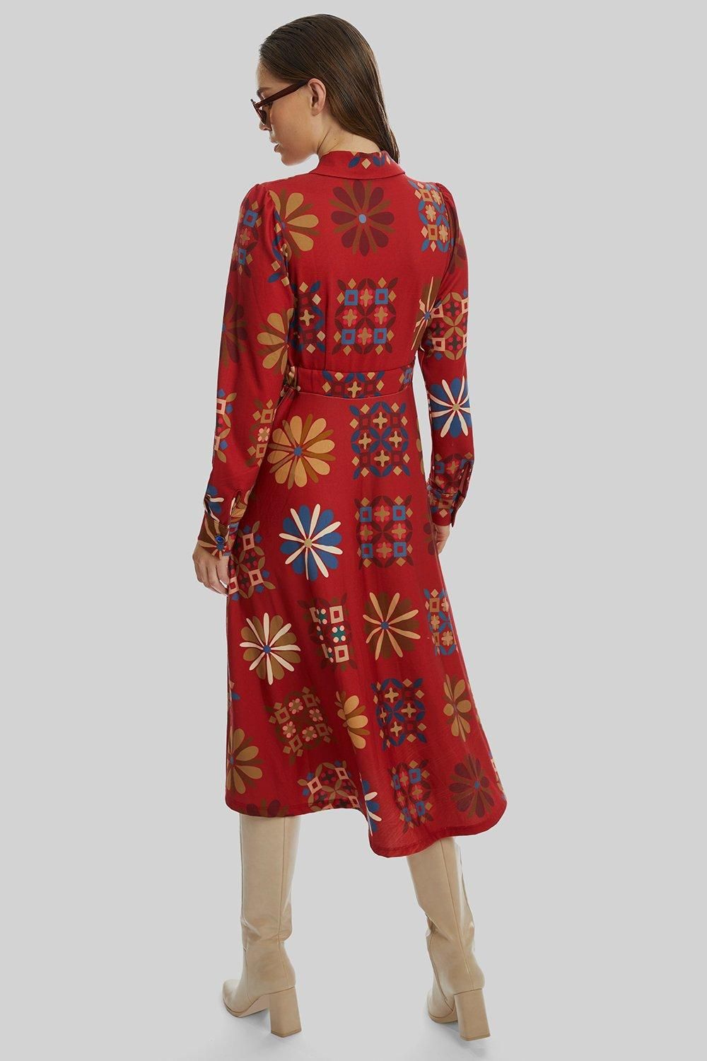 James Lakeland Jewelled Button Print Midi Dress
