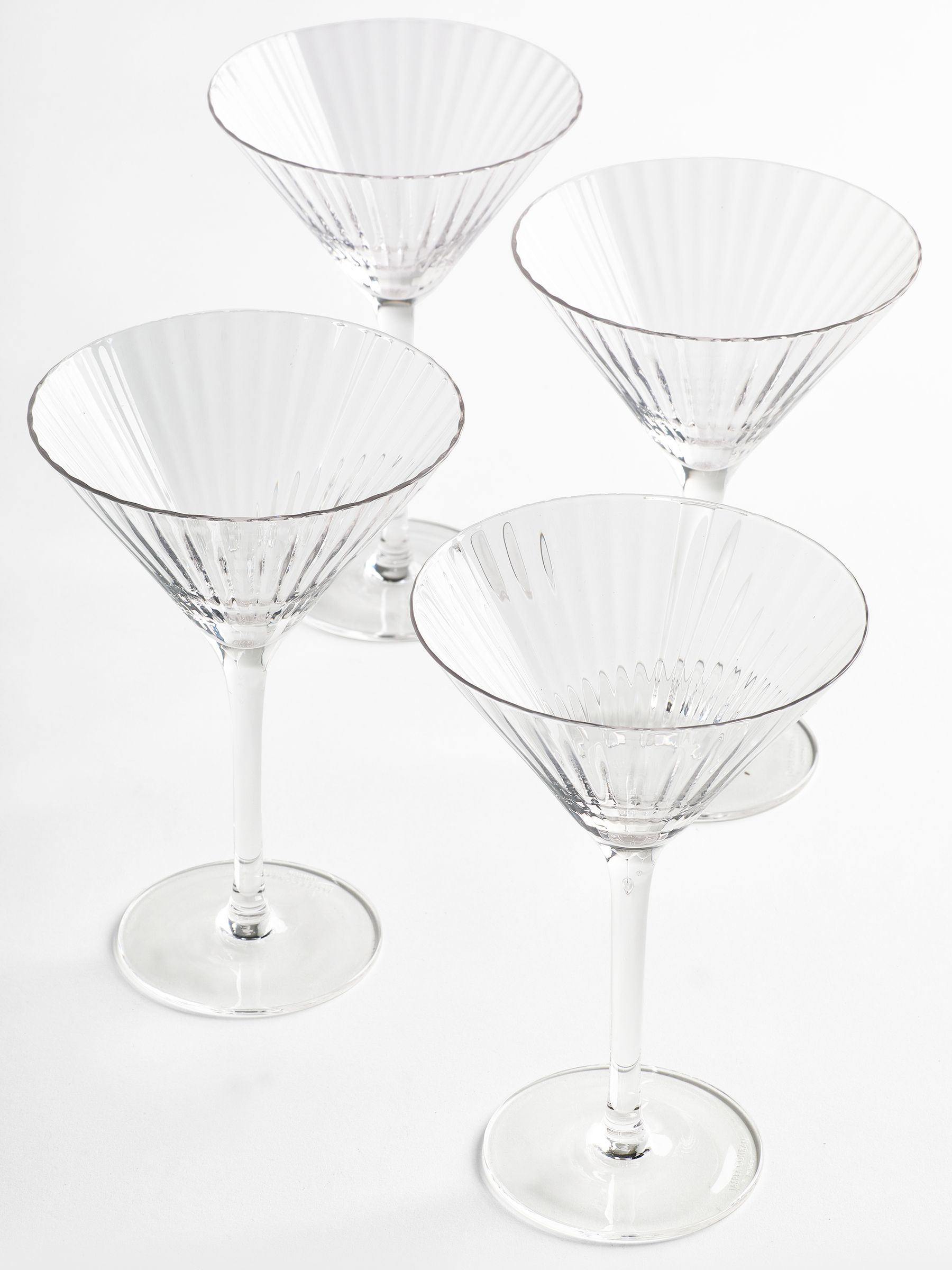 Jasper Conran London Set of 4 Clear Fluted Martini Cocktail Glasses