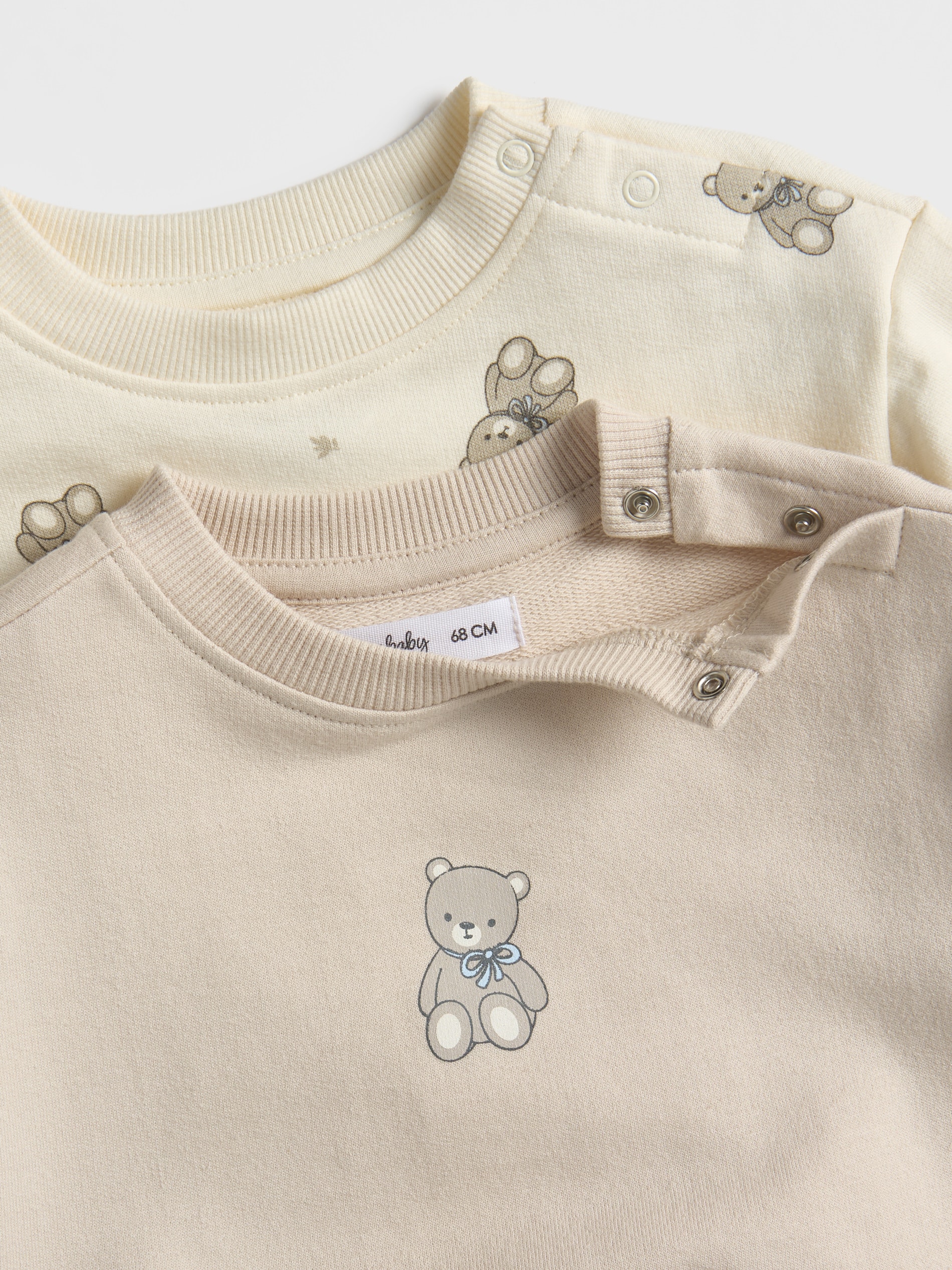 Bawełniane bluzy crewneck z nadrukiem misiów 2 pack