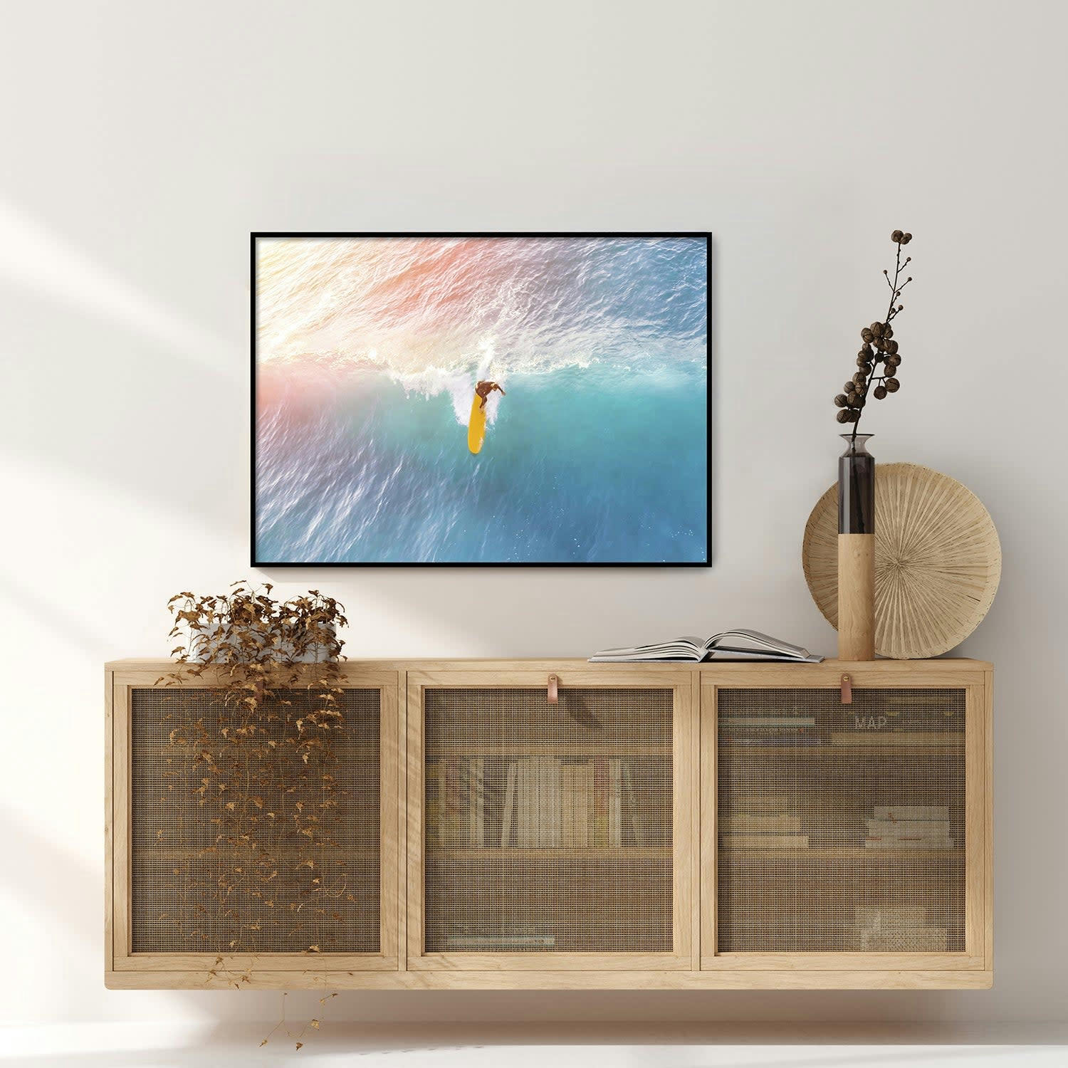 MAR - Affiche avec cadre noir - Sur la Crête de la Vague - 50x70