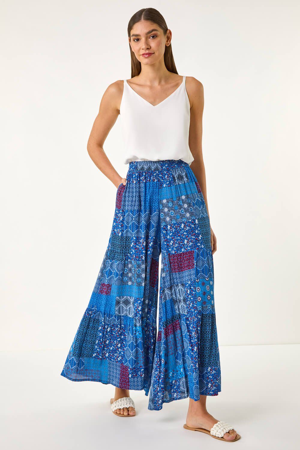 Roman Tile Tiered Palazzo Trouser