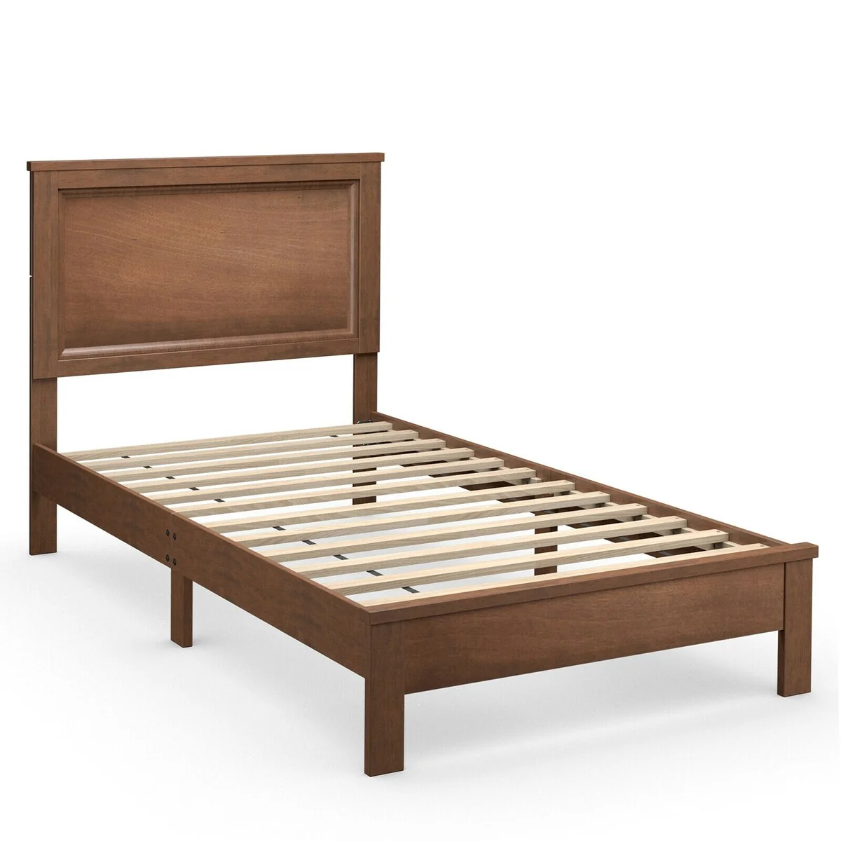 Twin Size Platform Bed Frame with Rubber Wood Leg