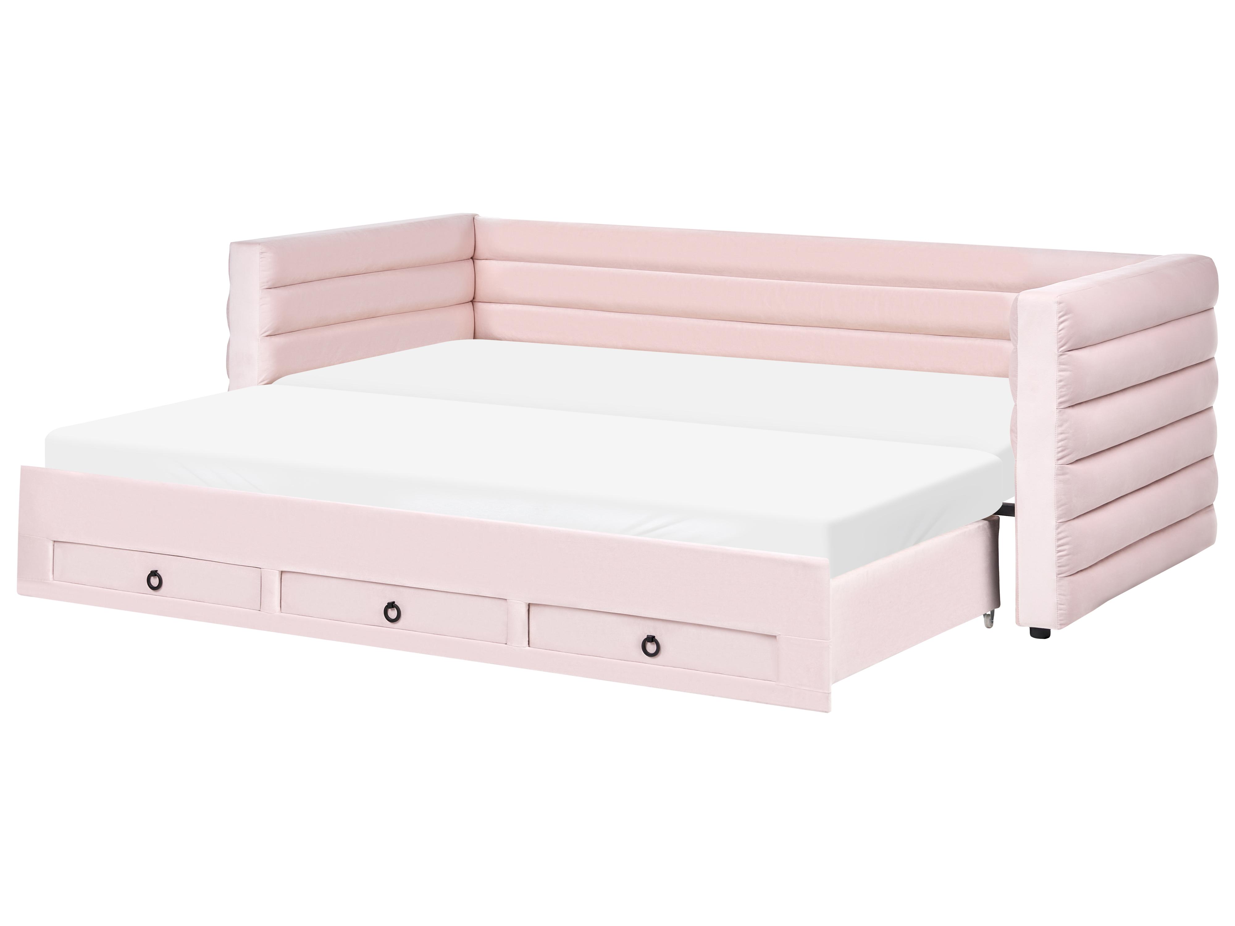 Daybed with Storage Velvet MEUDON 90 x 200 cm (EU Single) Pastel Pink