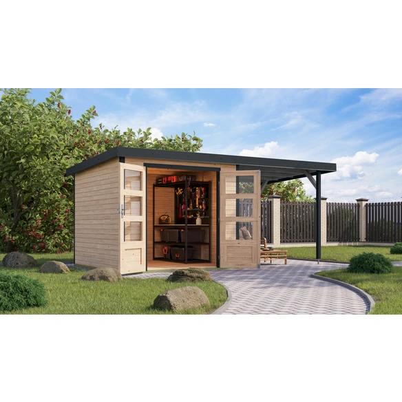 Gartenhaus »Osterby 3,5 A«, BxHxT: 482,5 x 209 x 242 cm (Außenmaße inkl. Dachüberstand), Wandstärke 19 mm