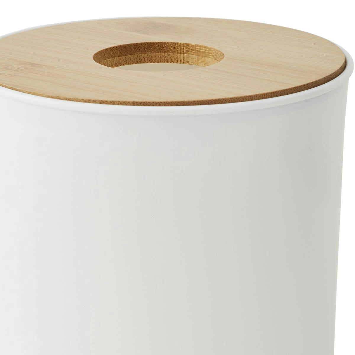 PRIMA - Poubelle à coton en plastique et bambou 1.5L blanc