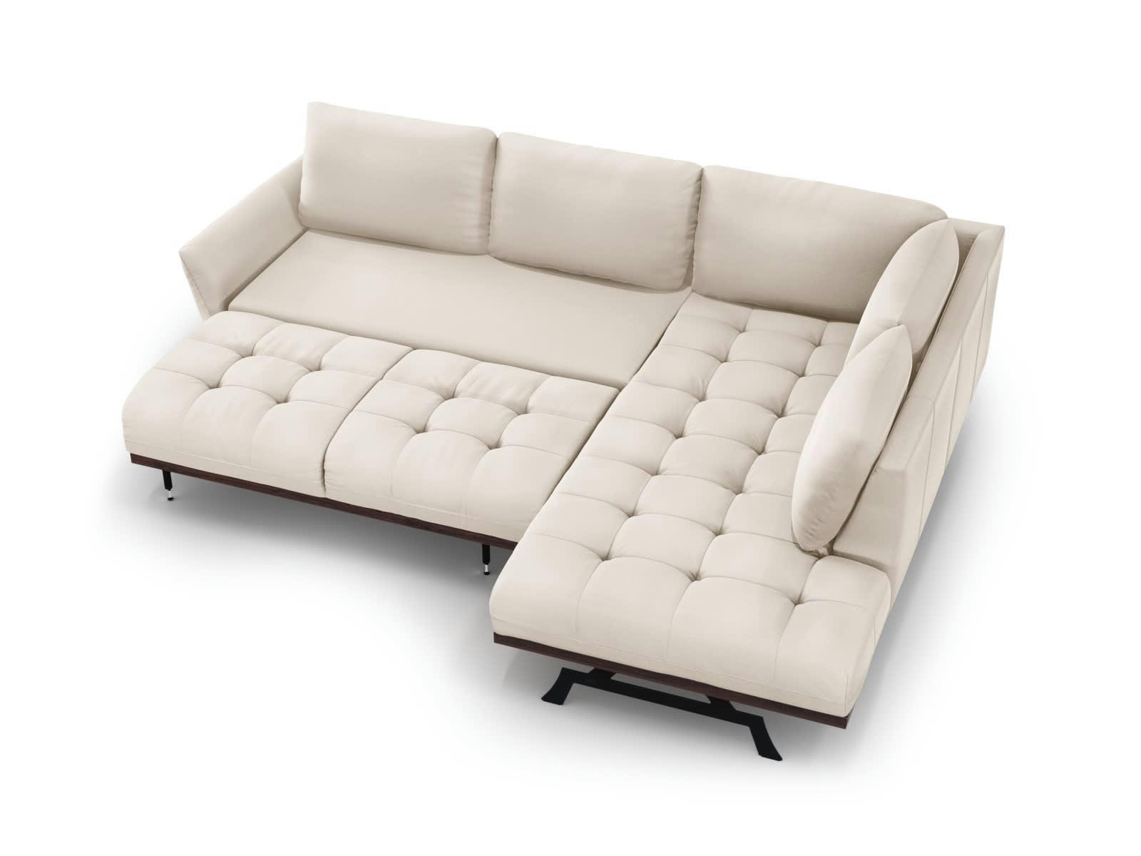 OLIVIER - Canapé d'angle convertible 5 places en tissu structuré bleu