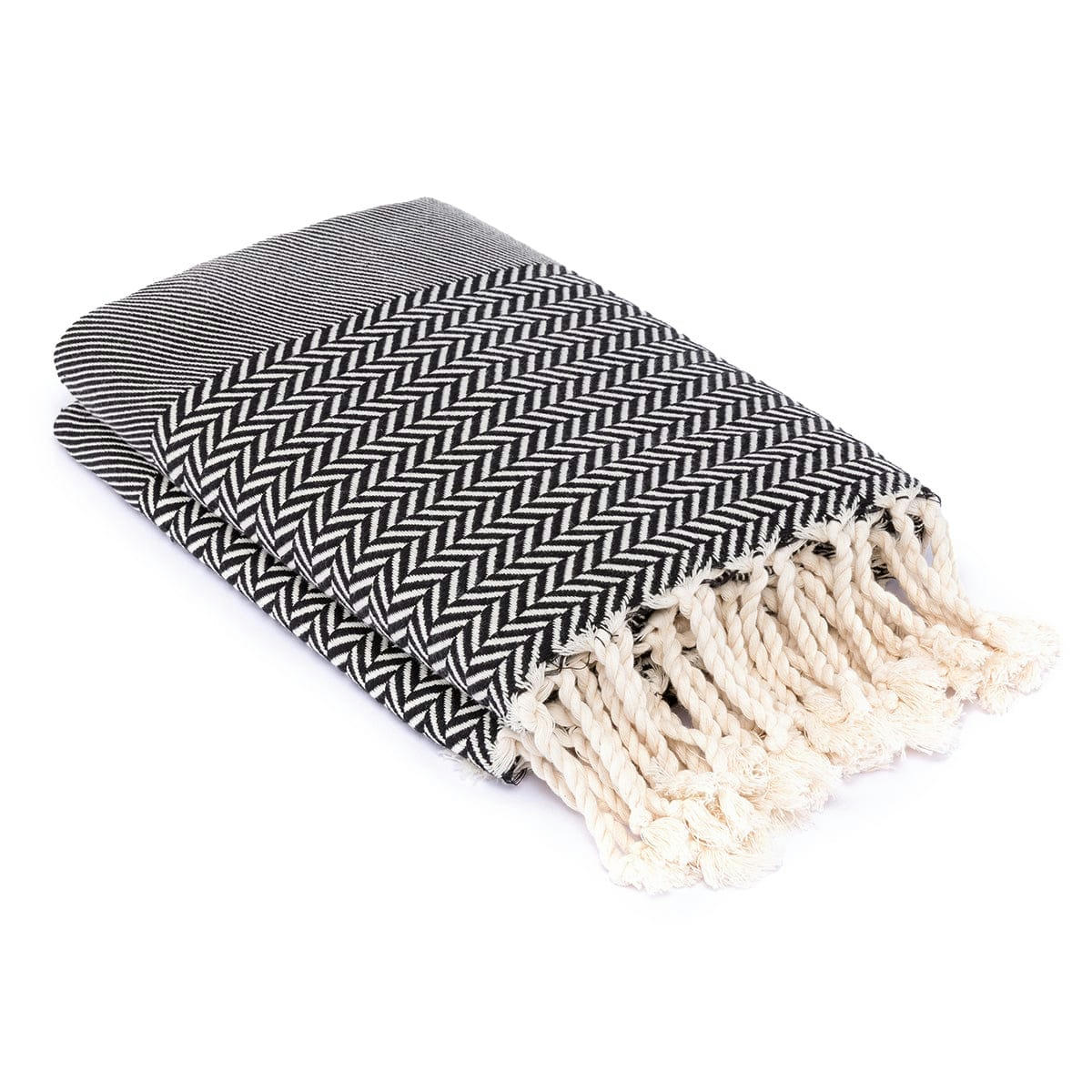 OSLO - Plaid coton  160x250 noir