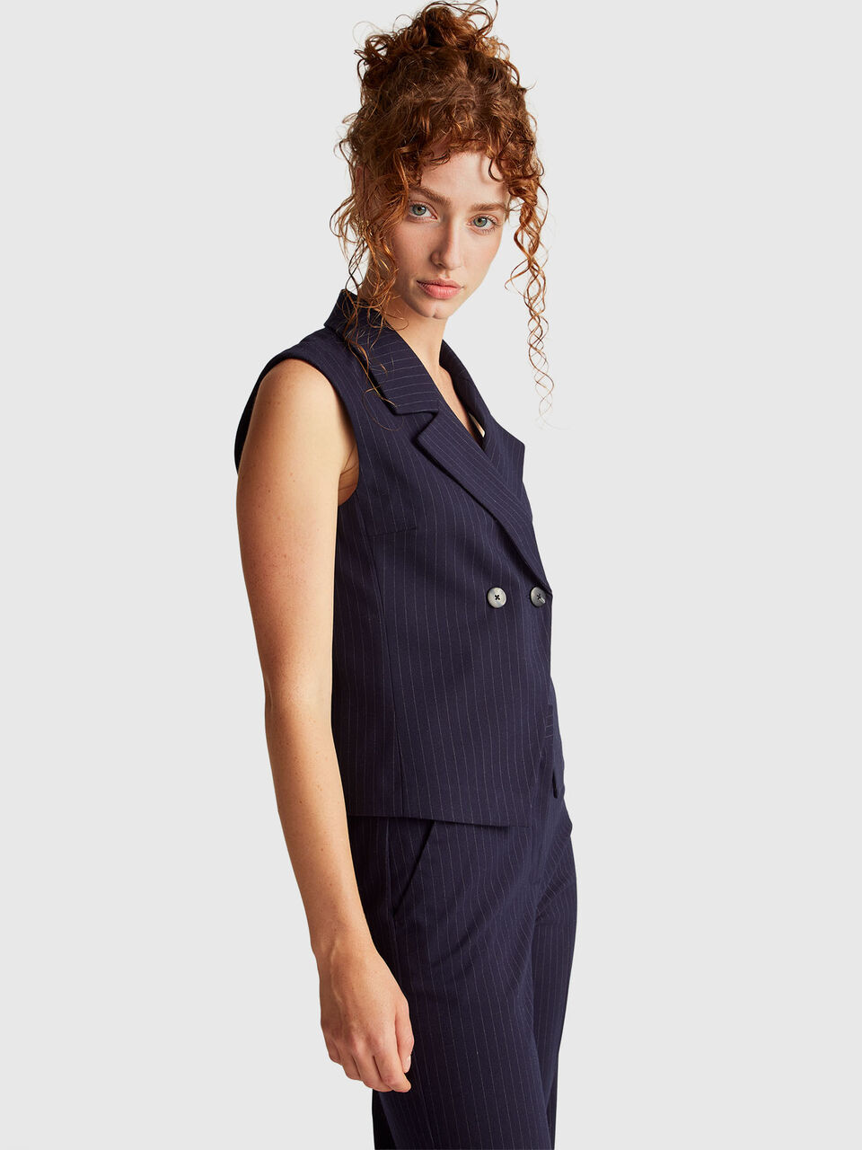 Double-breasted pinstripe vest
