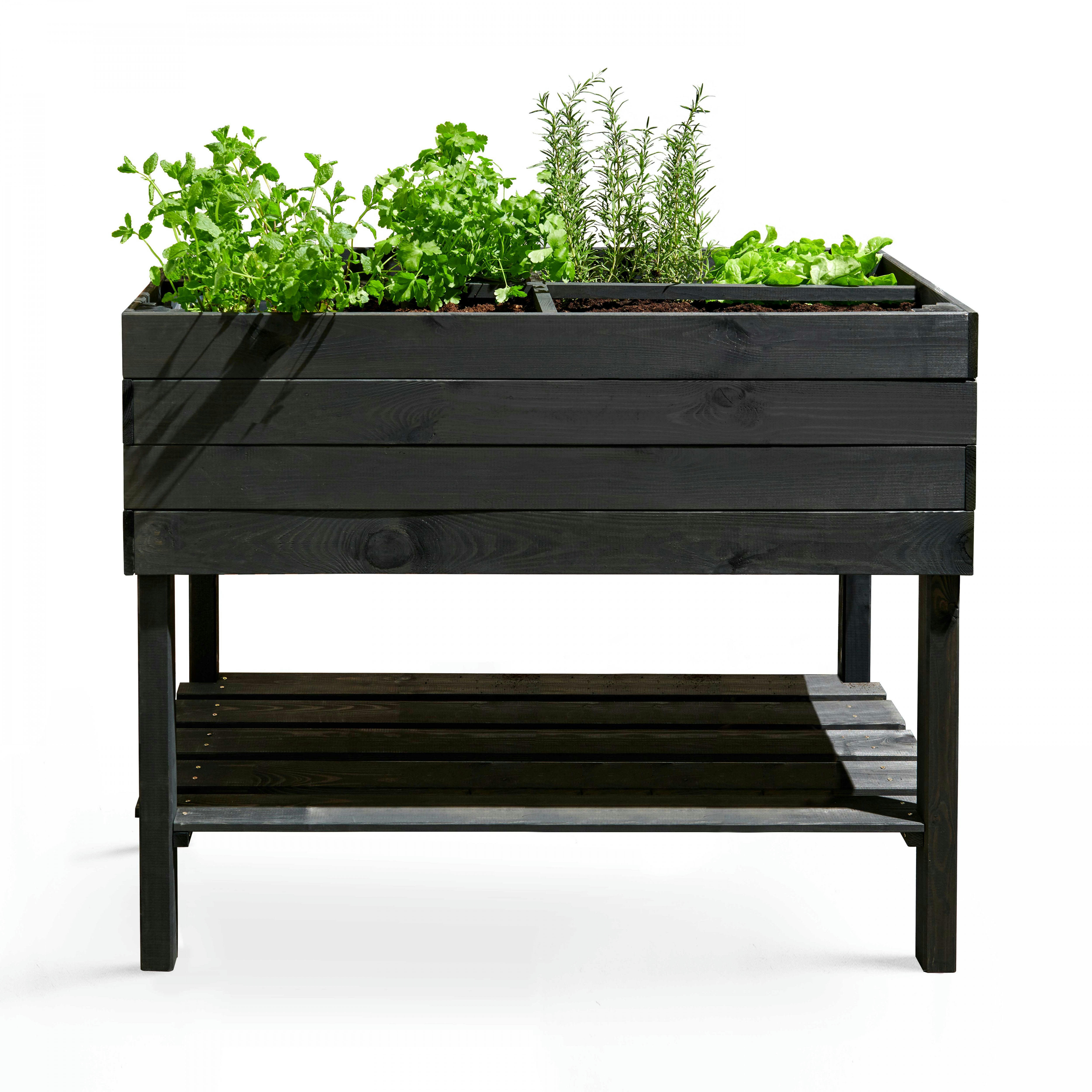 TOPI - Potager en bois rectangulaire sur pied gris