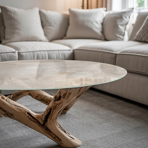 Dessus de table en verre trempé Wallfluent fi60 cm Motif texturé de marbre