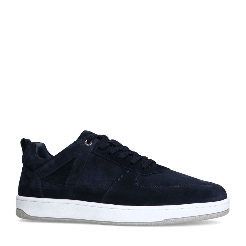 Manfield Donkerblauwe suède sneakers