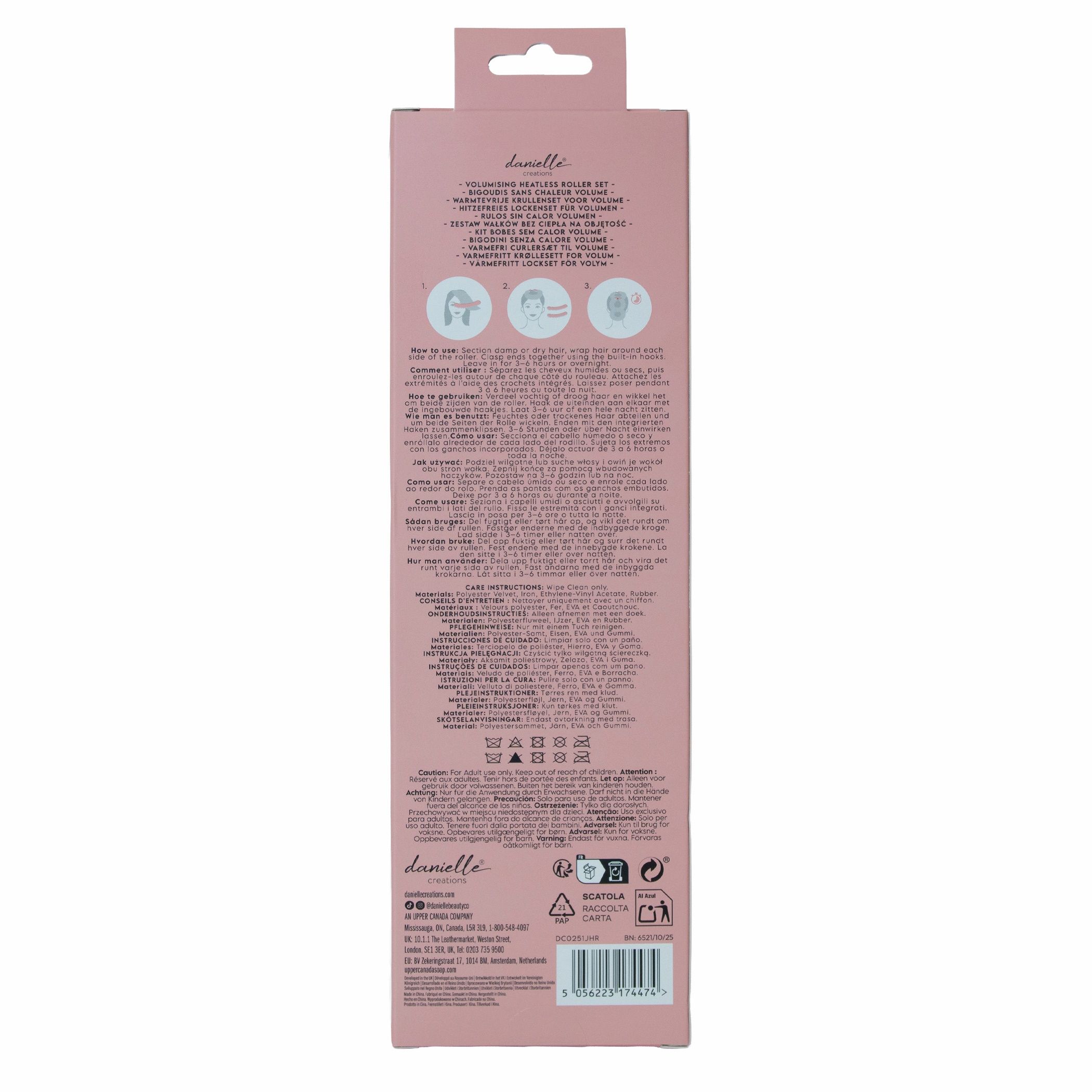 Danielle Creations Jumbo Heatless Hair Rods Pink 3pcs
