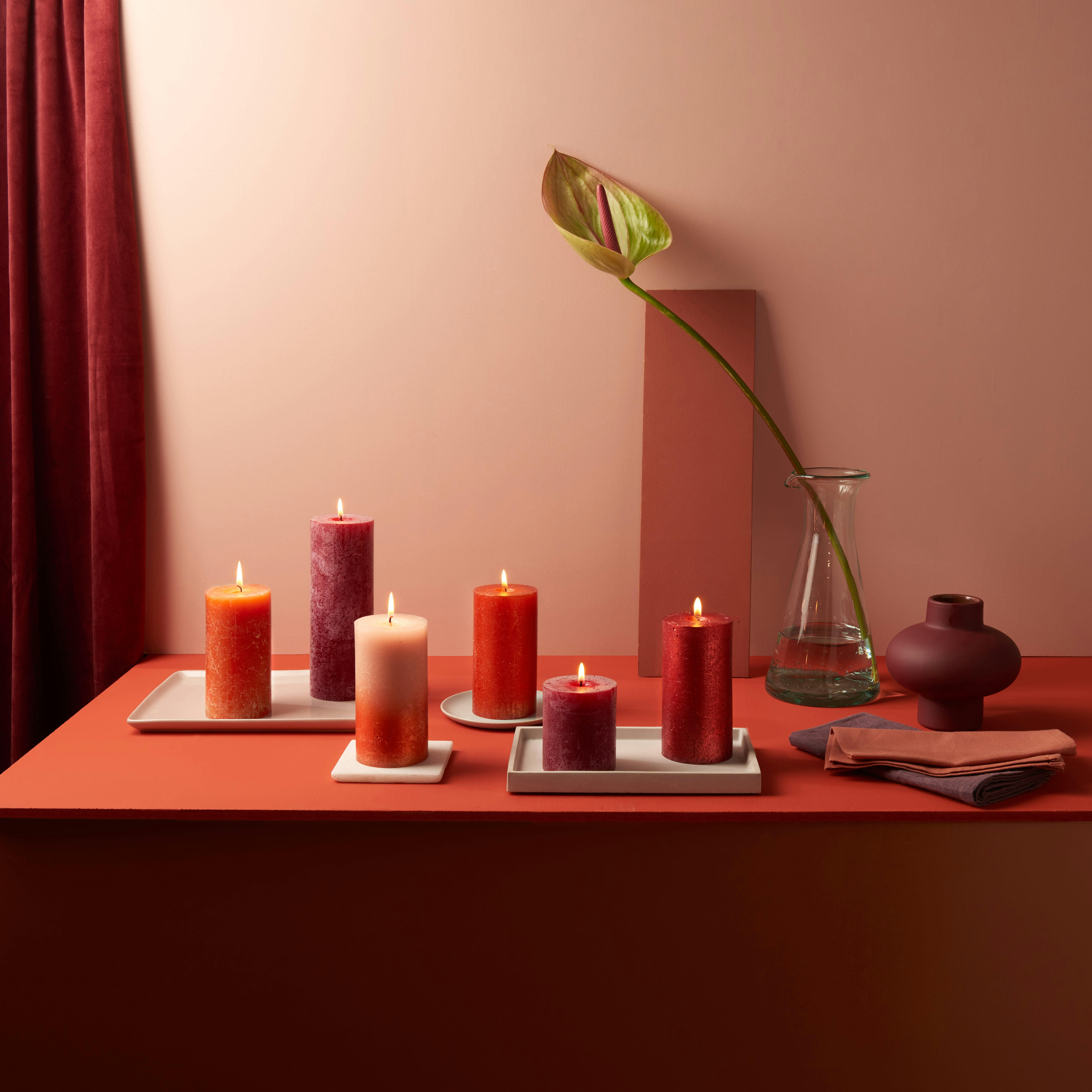 - Lot De 6 Bougies, Rouge