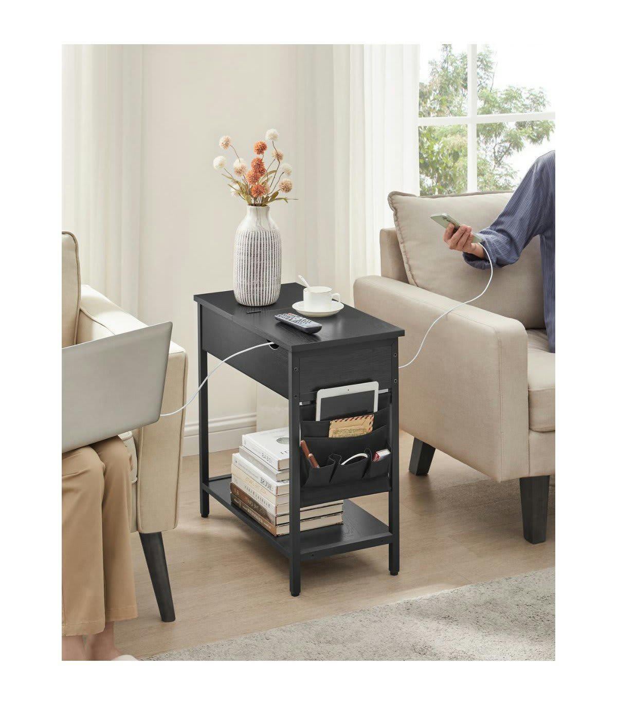 - Bout de canapé connecté avec rangements - H60 cm