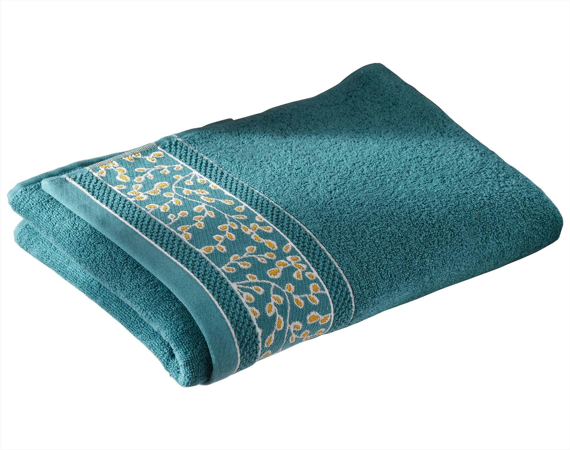 HERBAL - Serviette de toilette 50x90 bleu canard en coton 450 g/m²