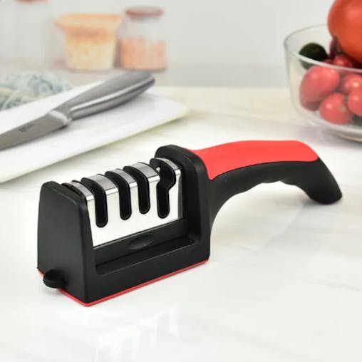 NNEOBA 4-Segment Handheld Knife Sharpener Red Aluminum Alloy