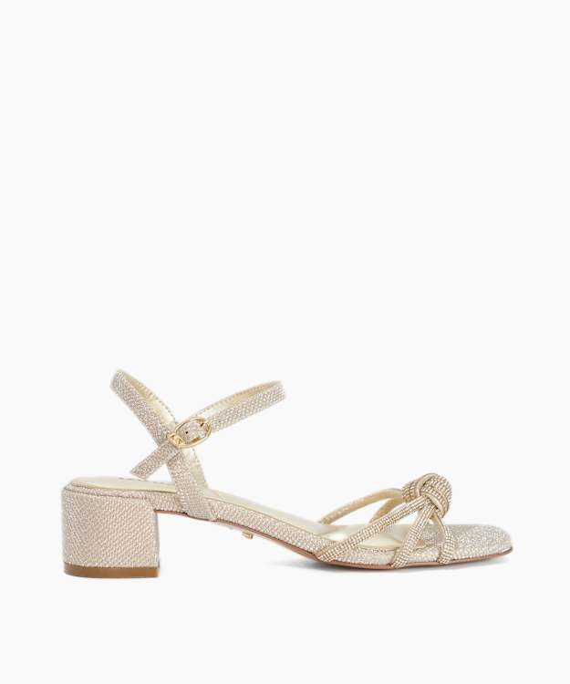 Marvelousness Gold - Mid Height Block Heel Sandals