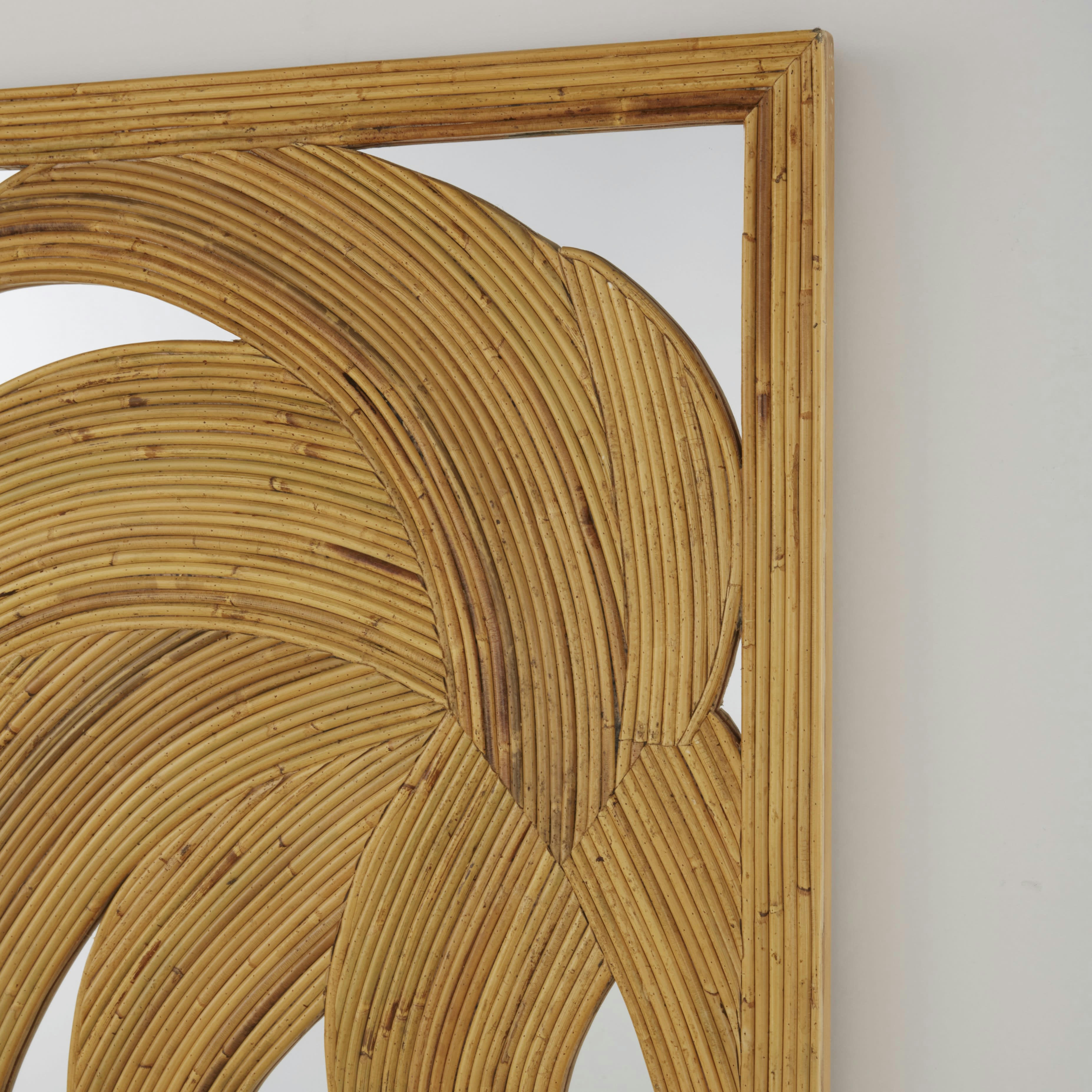 VERA - Grand miroir rectangulaire décor palmier en rotin 80x170