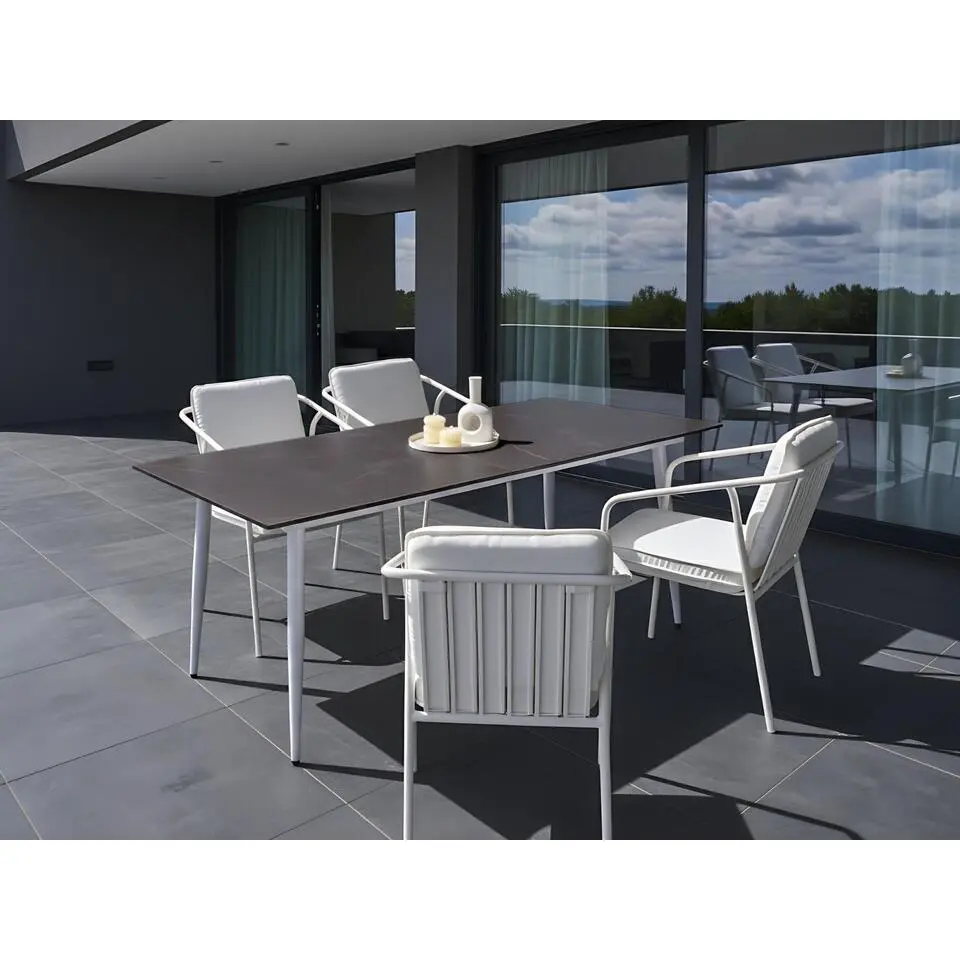 TOLENTINO - Tuintafel - Wit/Donkergrijs - HPL/Aluminium