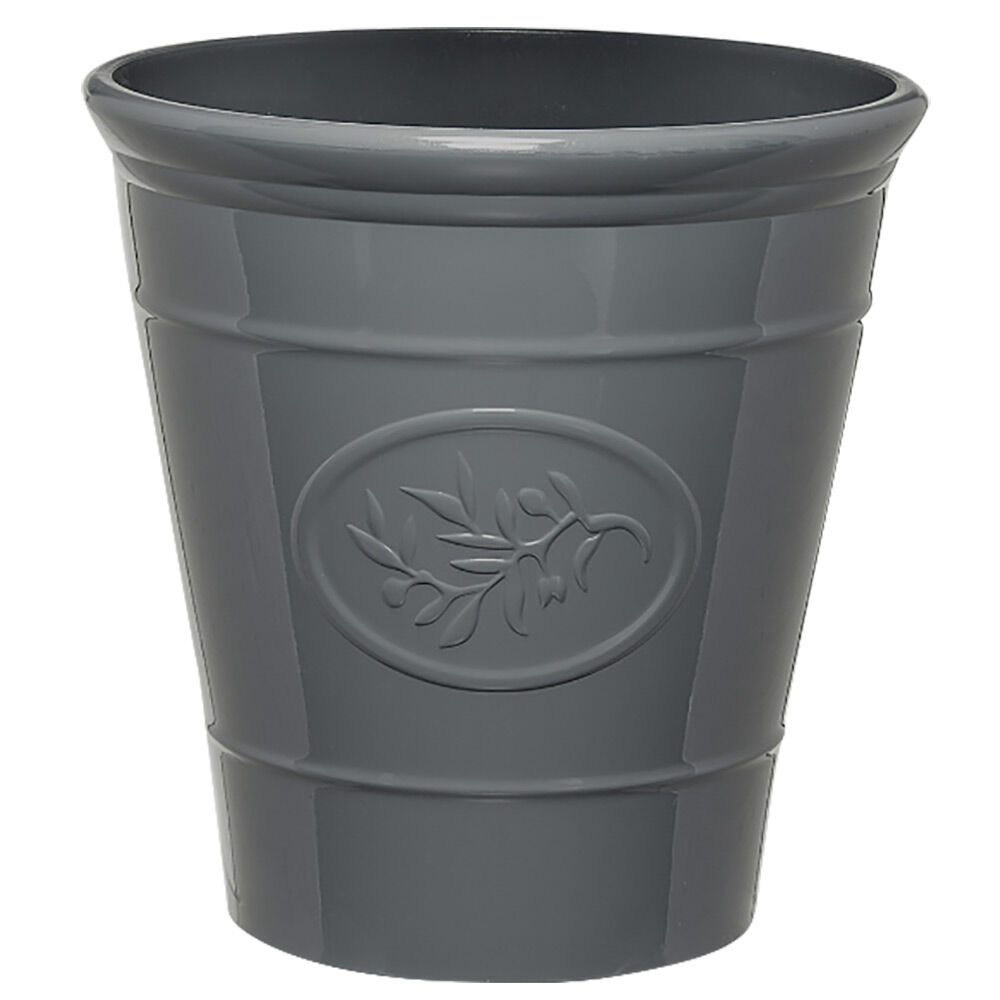 Cache pot motif provençal plastique gris Ø40xH40cm