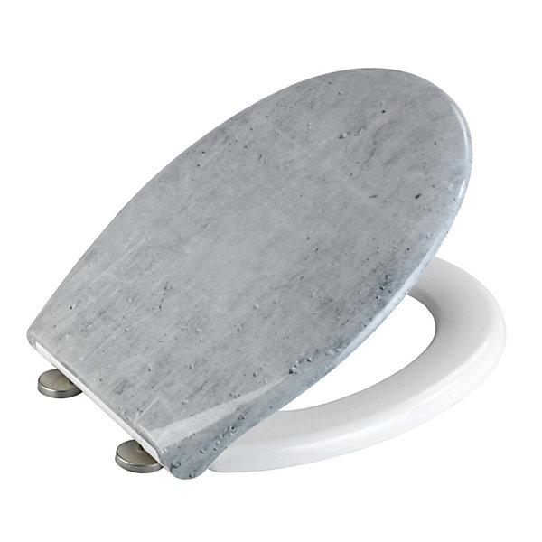 Abattant WC effet marbre Concrete - Abaissement automatique - Duroplast