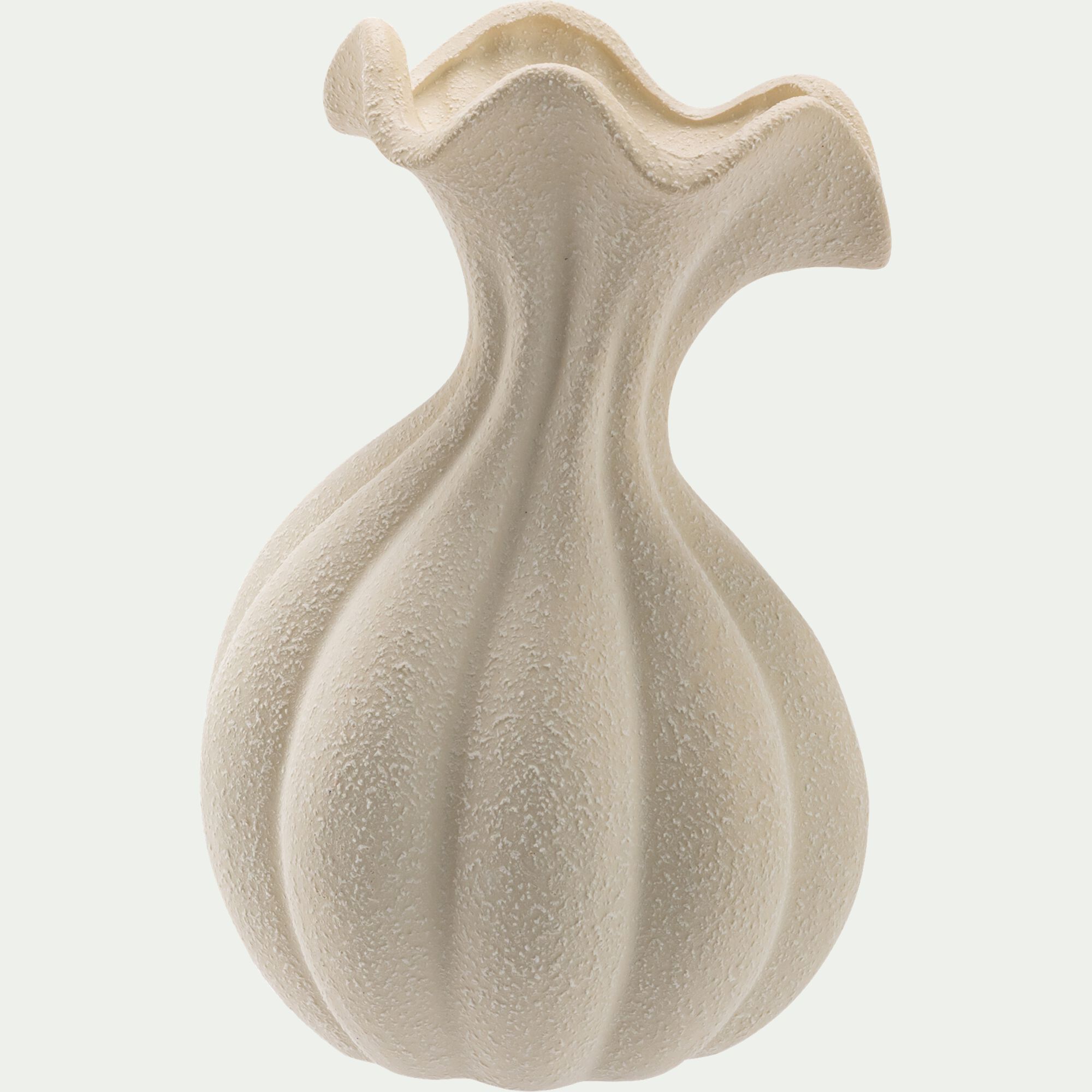 GARDANNE - Vase boule en grès H26,5cm - blanc