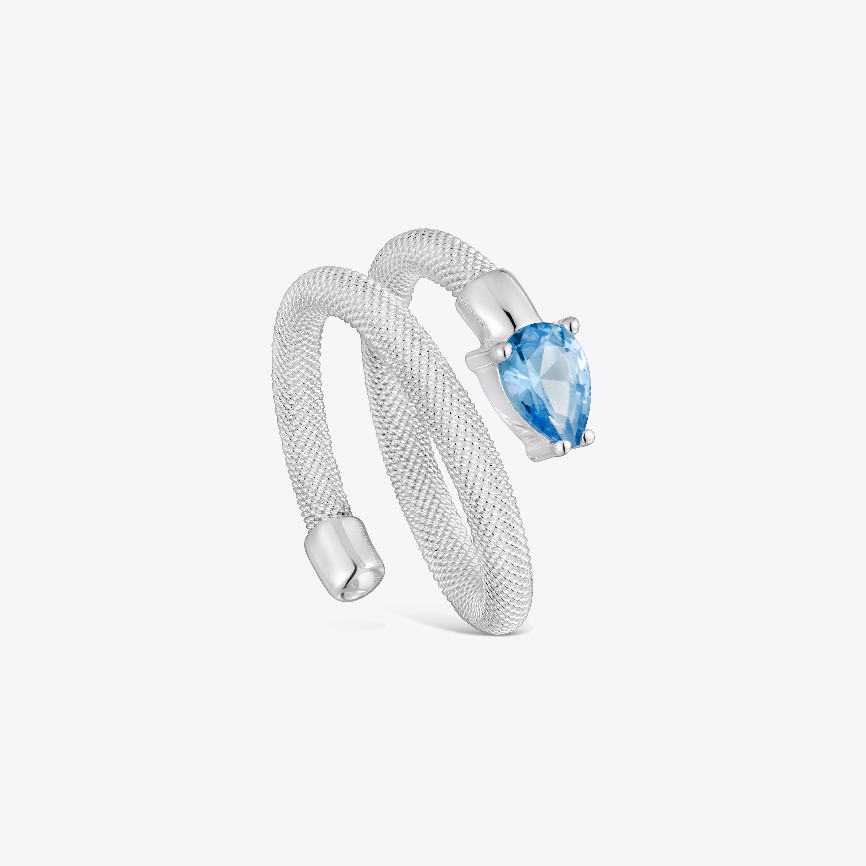 Anillo espiral de plata y espinela creada en laboratorio TOUS Mesh LGG