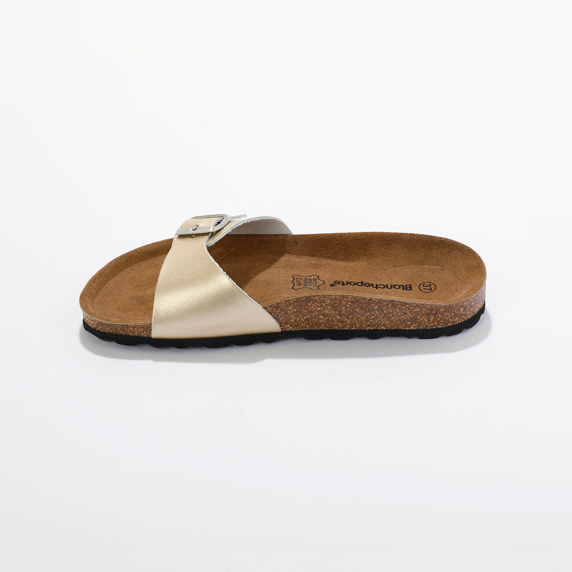 Mules plates cuir à boucle réglable