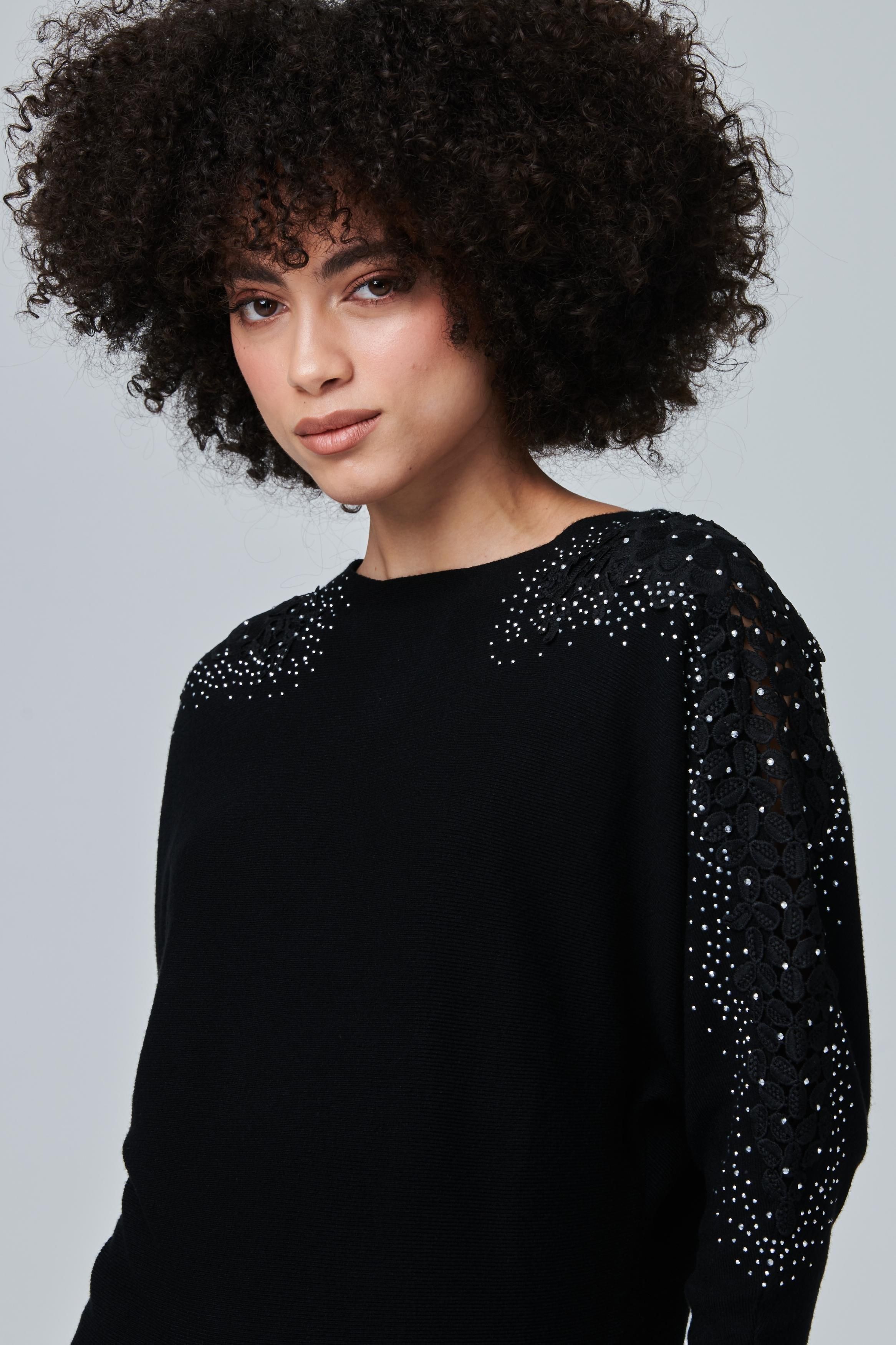 Izabel London Lace Sleeve Knit Top