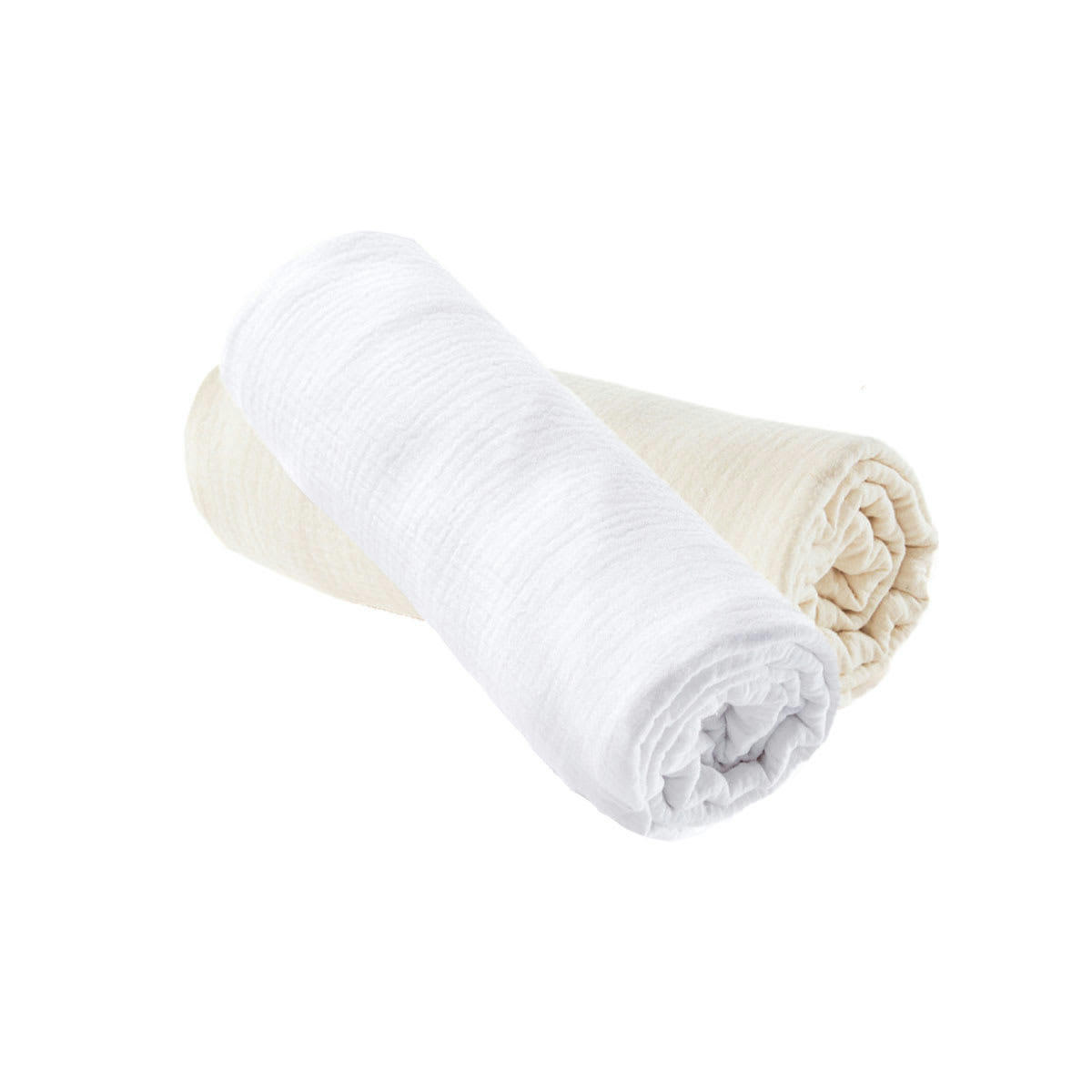 - Lot de 2 draps-housses Ecru/Blanc 70x140 cm