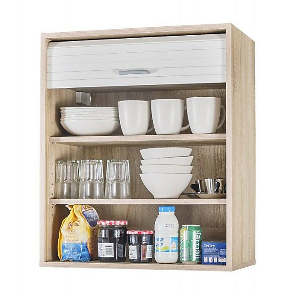 Meuble Cuisine Chêne Rideau Noir Blanc ou Alu 3 Niches L 60 H 72 P 35 cm - Blanc - L 60 x l 35 x H 72 cm