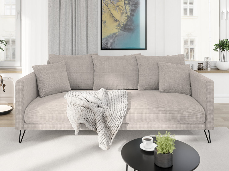 Ropez Freya sofa 3 osobowa nogi metalowe wysokie szenil zimny beż Flow 01