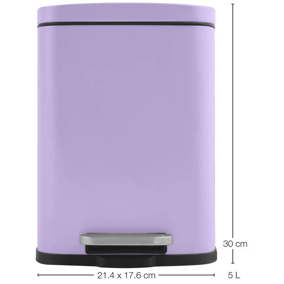Spirella Pedaalemmer Venice - lila paars - 5L - metaal - 21x30 cm