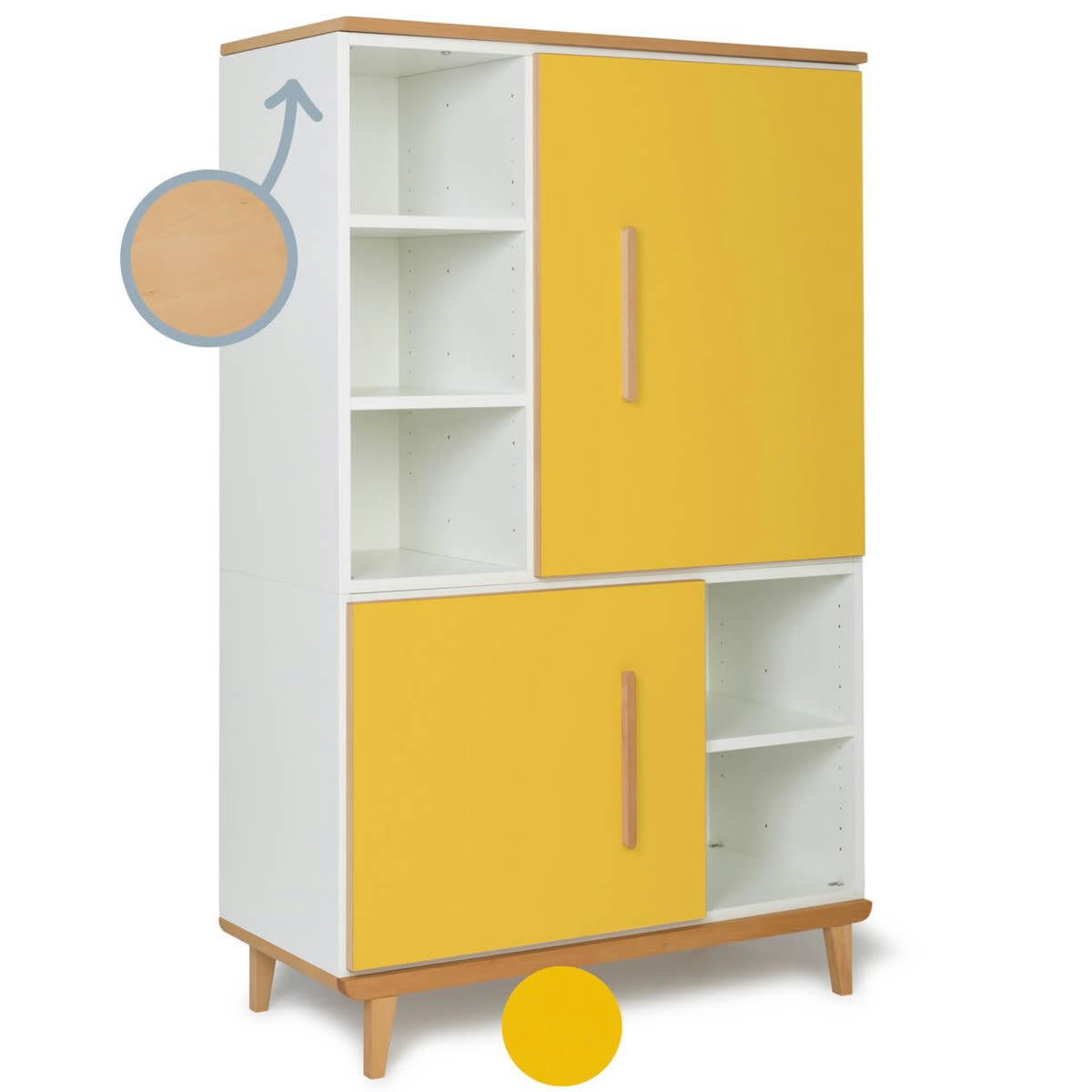 NADO - Armoire 147cm 2 portes jaune soleil