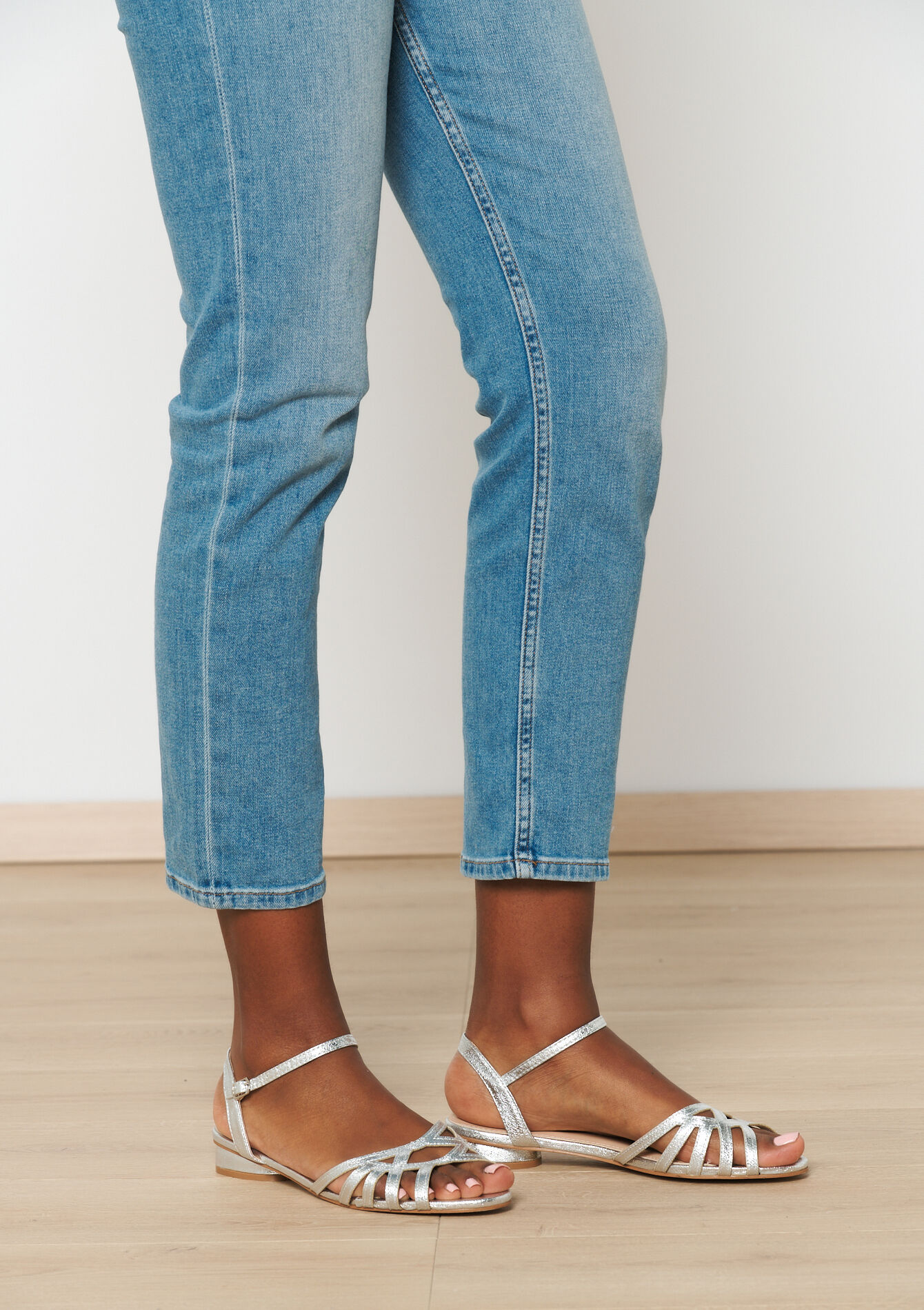 Metallic sandalen met riempjes
