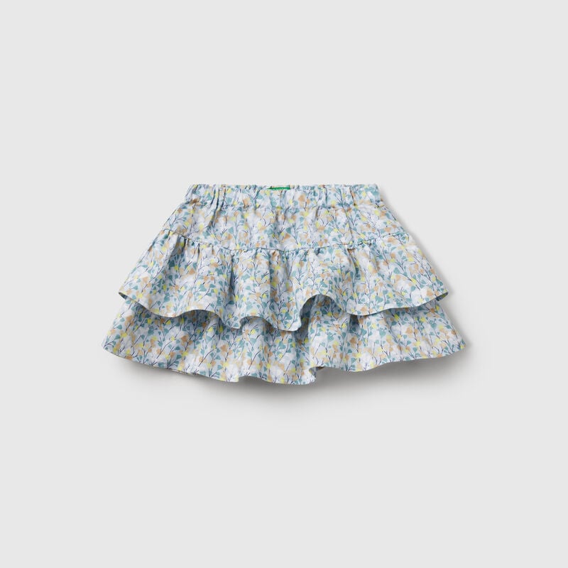 Floral skirt with flounces