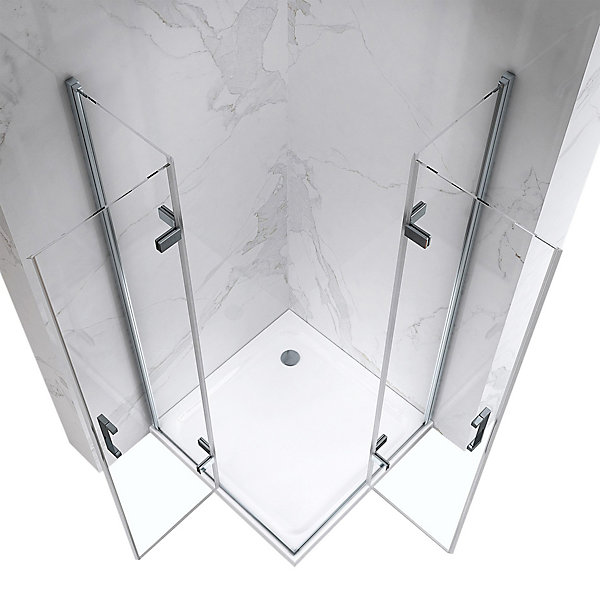 ATEA Porte de douche d'angle H.180 cm pliante et pivotante - verre transparent 80 x 80 cm - Saniverre