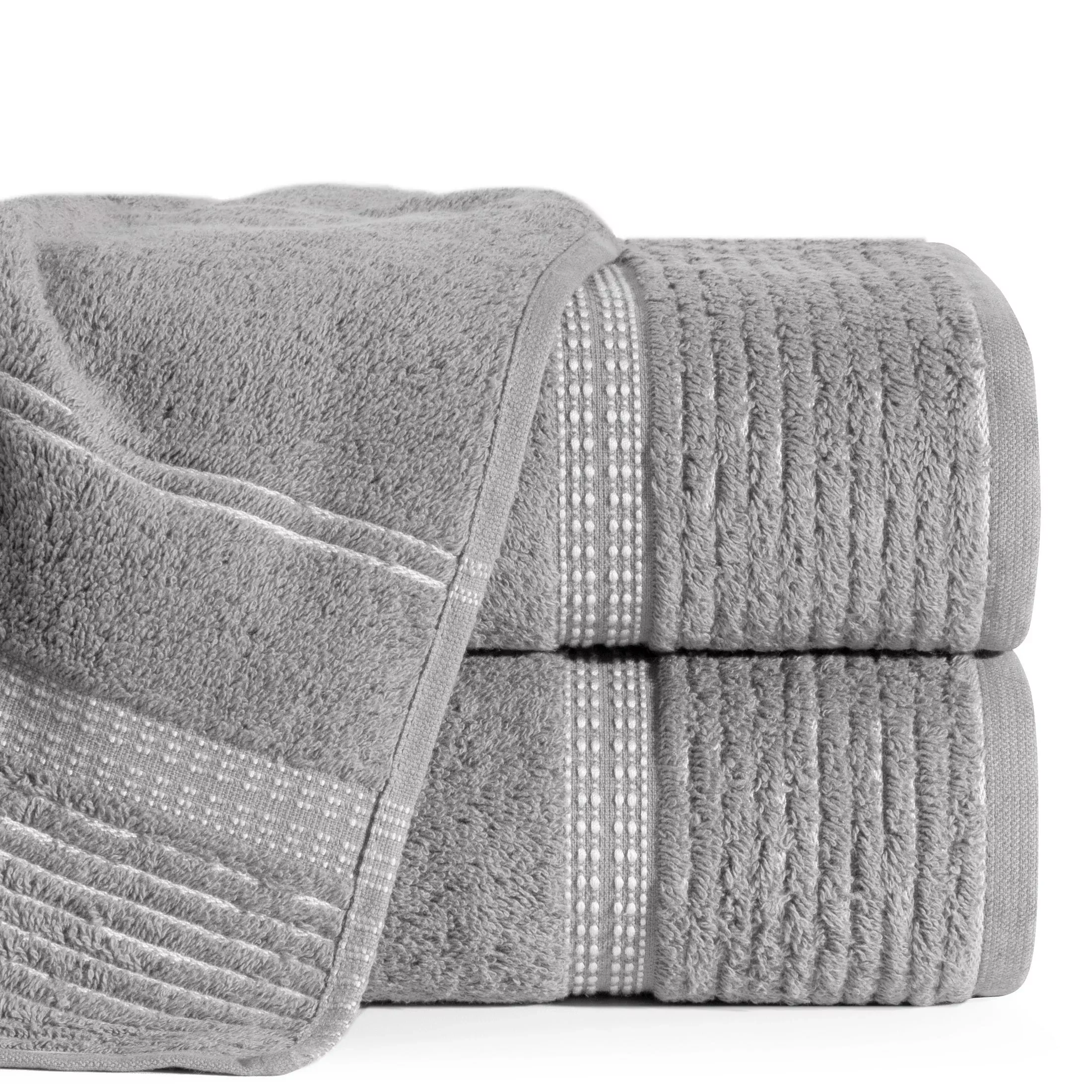 Ręcznik kąpielowy 50x90 cm bawełniany kolor stalowy z bordiurą w paseczki 450 g/m2 TAYLOR Ella Line