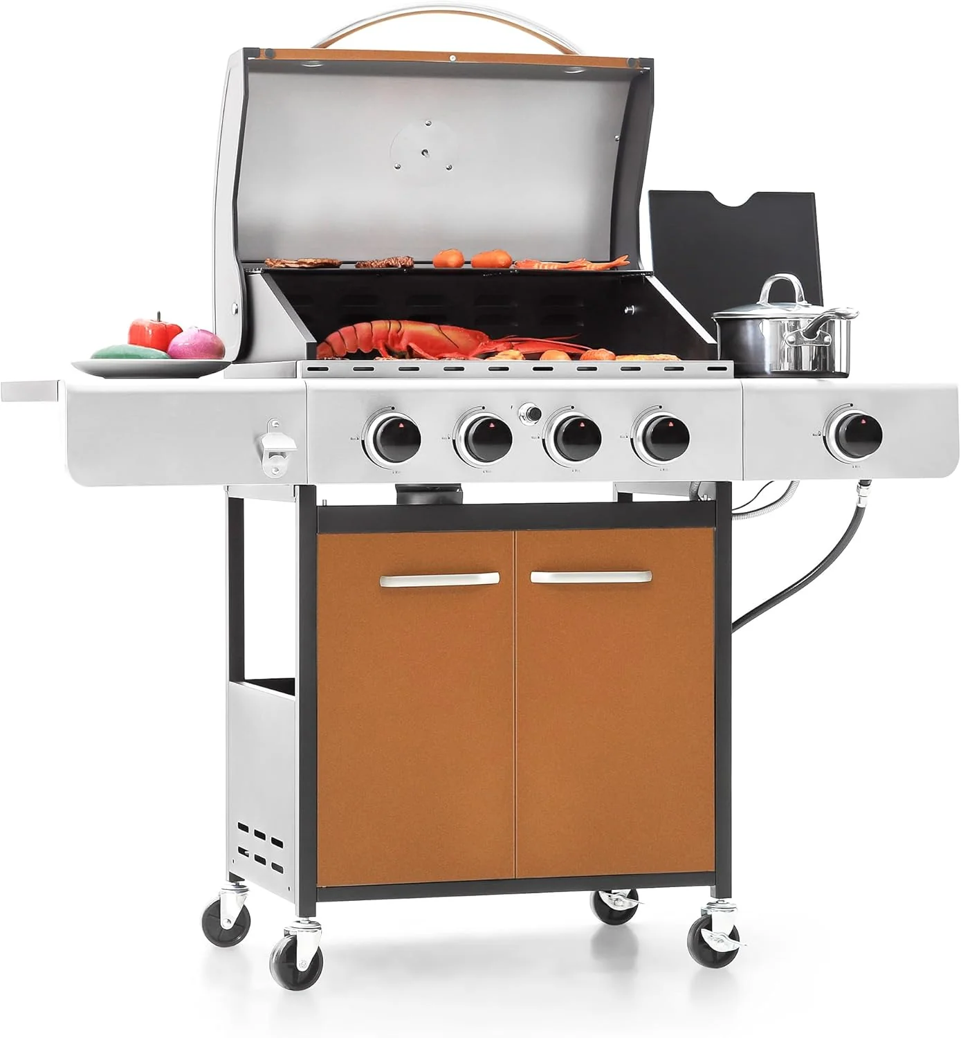 Burner Propane Gas BBQ Grill with Side Burner  Porcelain-Enameled Cast Iron Grates, 42,000 BTU Output Stainless Steel Grill for Outdoor Cooking Kitchen and Patio Backyard Barbecue-Captiva(2-Burner Grill)