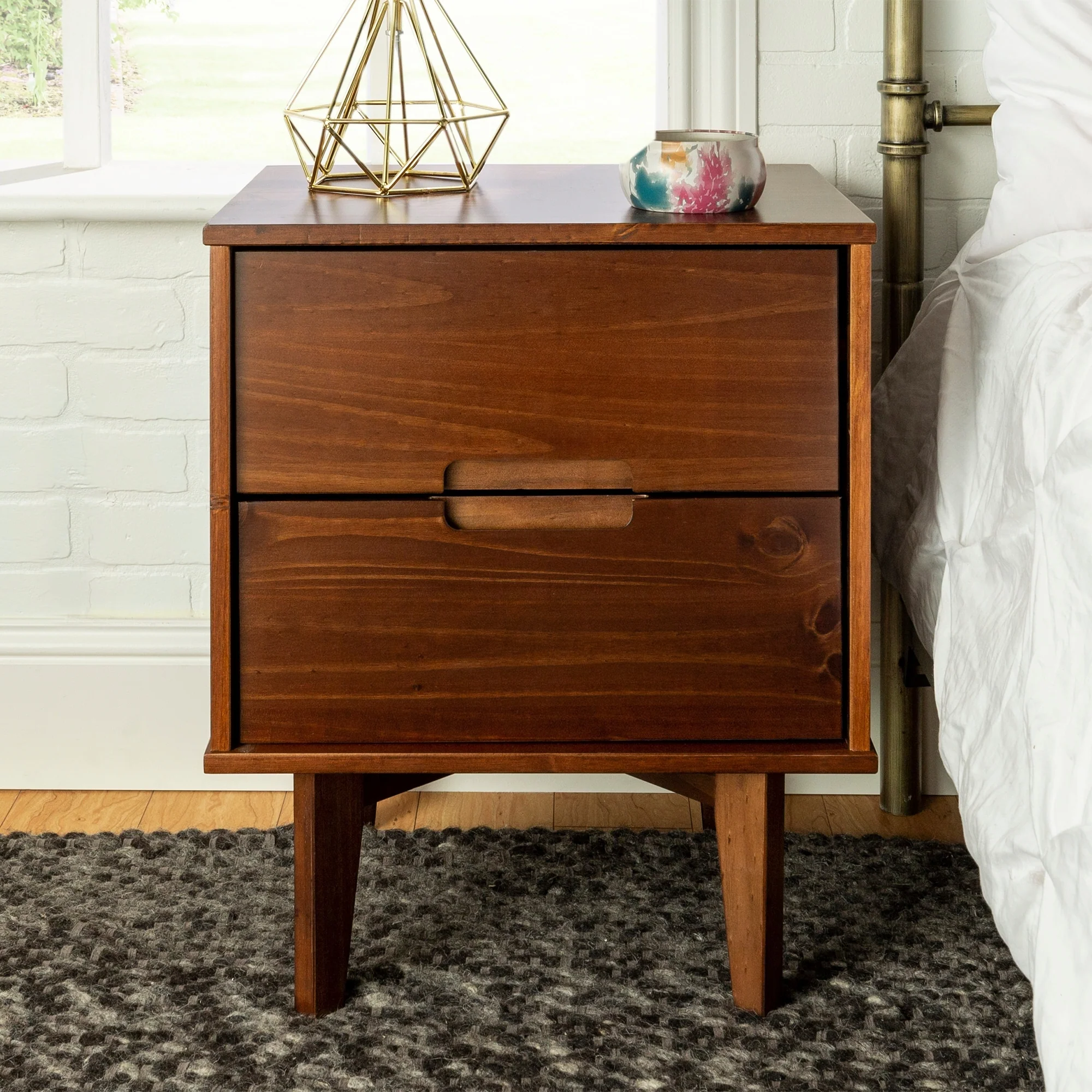 Middlebrook Mid-Century Solid Wood 2-Drawer Nightstand