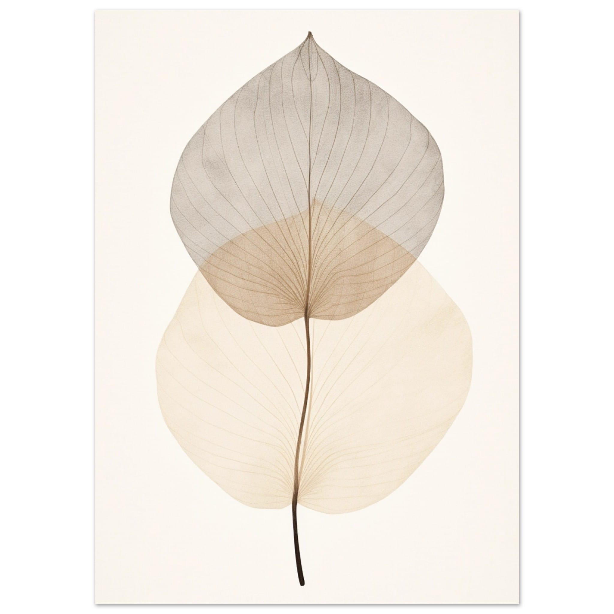 Artfulprints Poster Japandi leaf  - 50x70 cm - Taupe