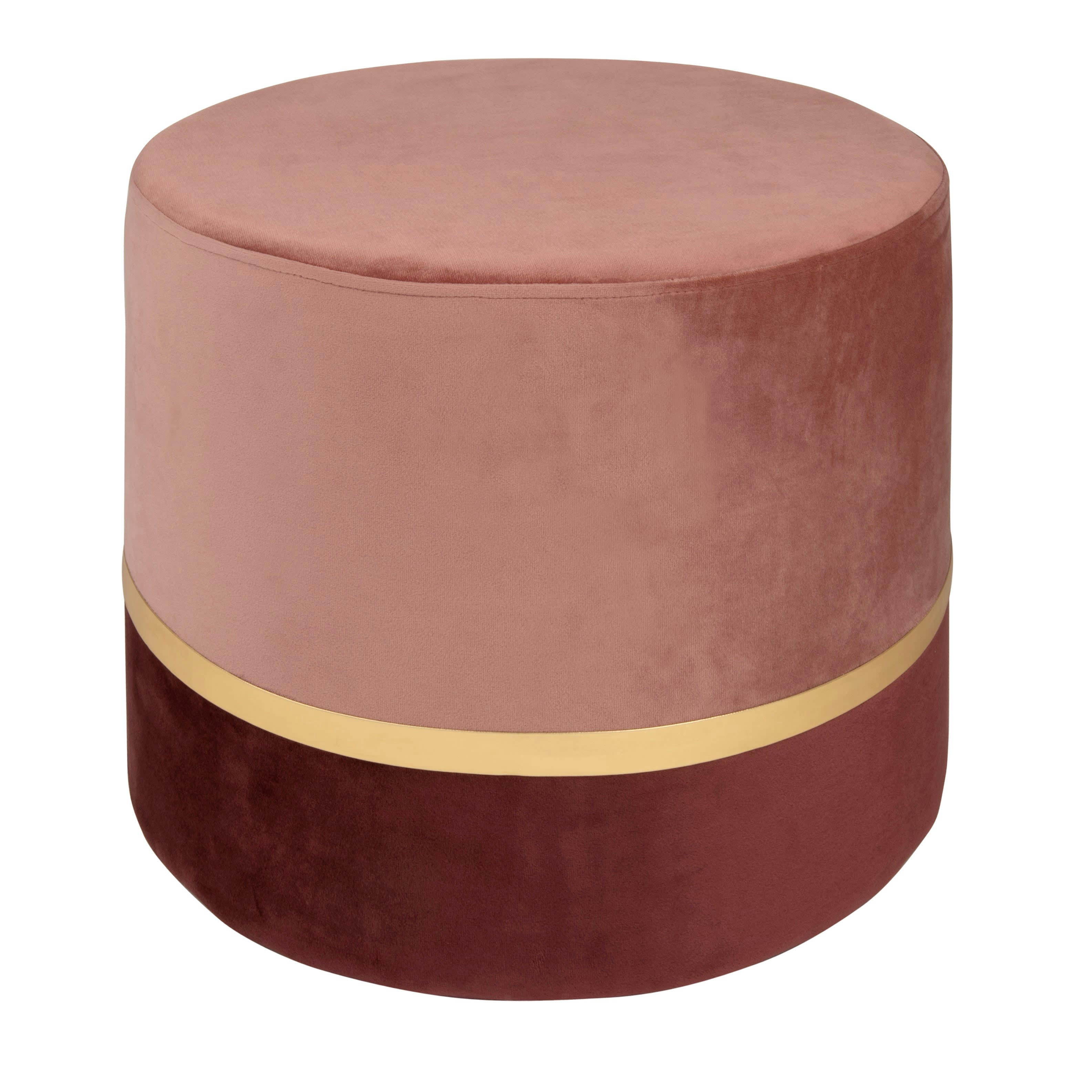 - Pouf rond en velours rose et doré