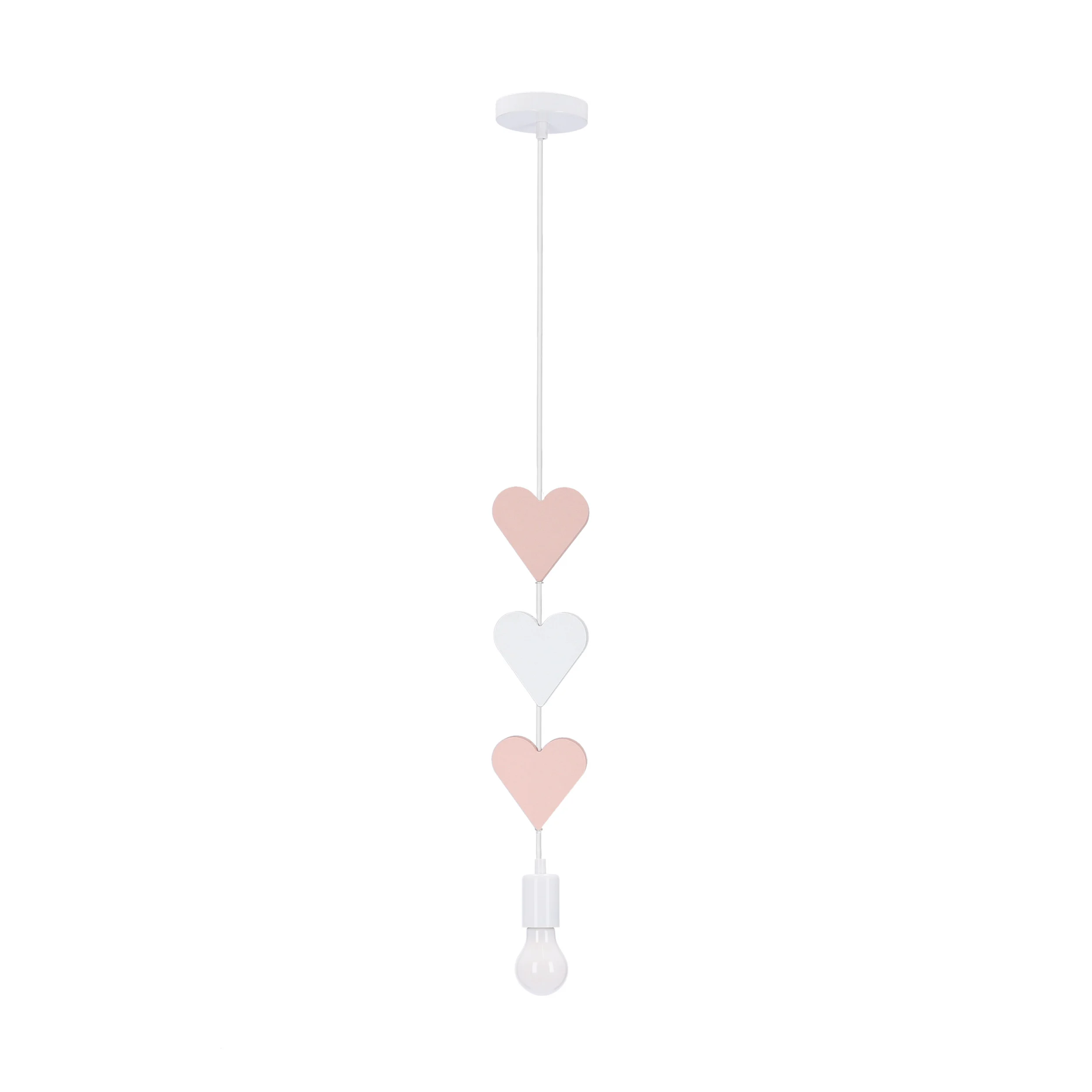 Lampa wisząca Hearts serca biało-różowa 1xE27x20W IP20 Candellux
