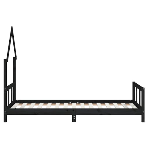 NNEVL Kids Bed Frame Black 92x187 cm Single Solid Wood Pine