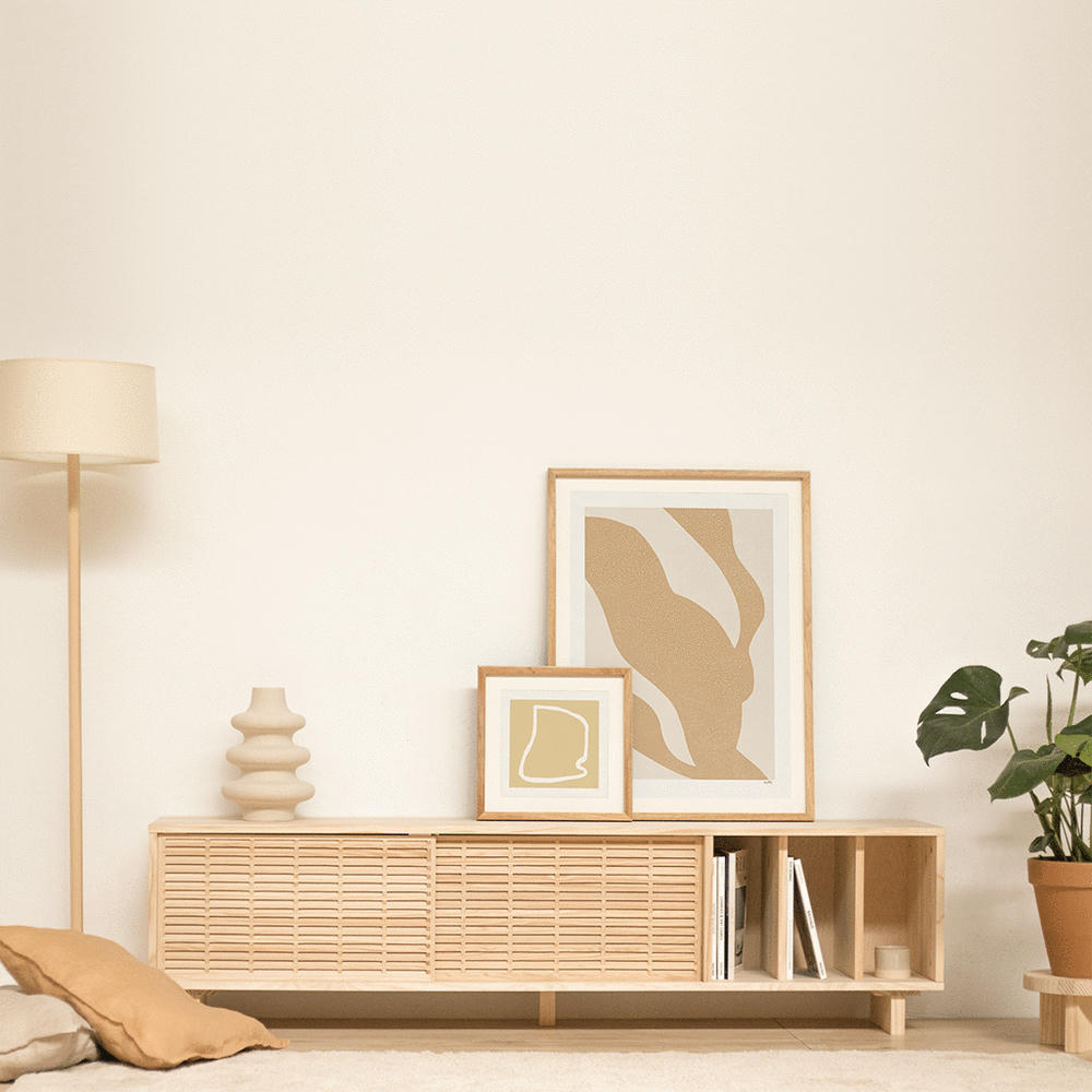 GAVINA - Meuble TV en bois de pin massif naturel - 170 cm